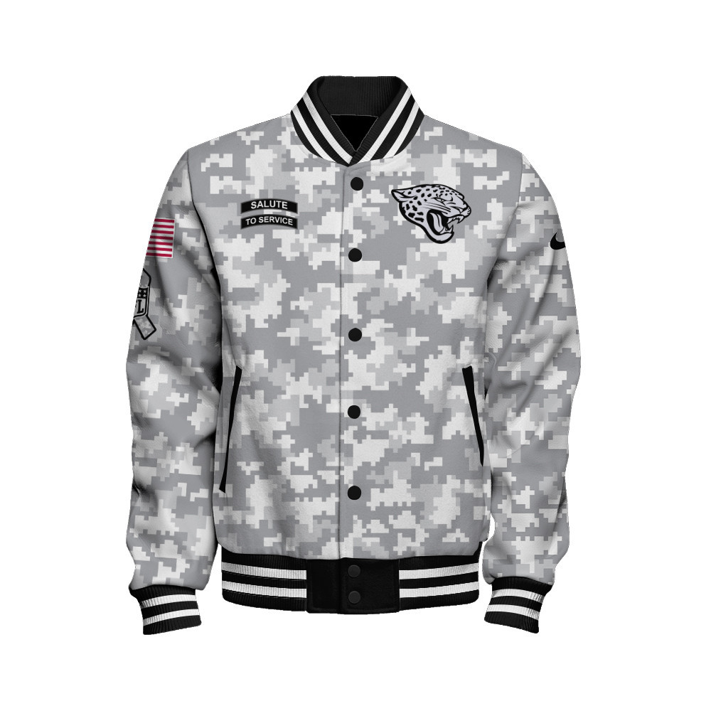 Jacksonville Jaguars National Football League Arctic Camo Unisex Varsity Jacket - Famjoys Jacksonville Jaguars National Football League Arctic Camo Unisex Varsity Jacket - Famjoys