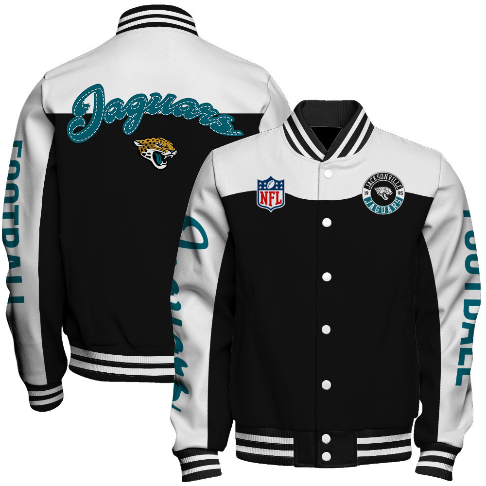 Jacksonville Jaguars National Football League Face Any Weather Unisex Varsity Jacket - Famjoys Jacksonville Jaguars National Football League Face Any Weather Unisex Varsity Jacket - Famjoys