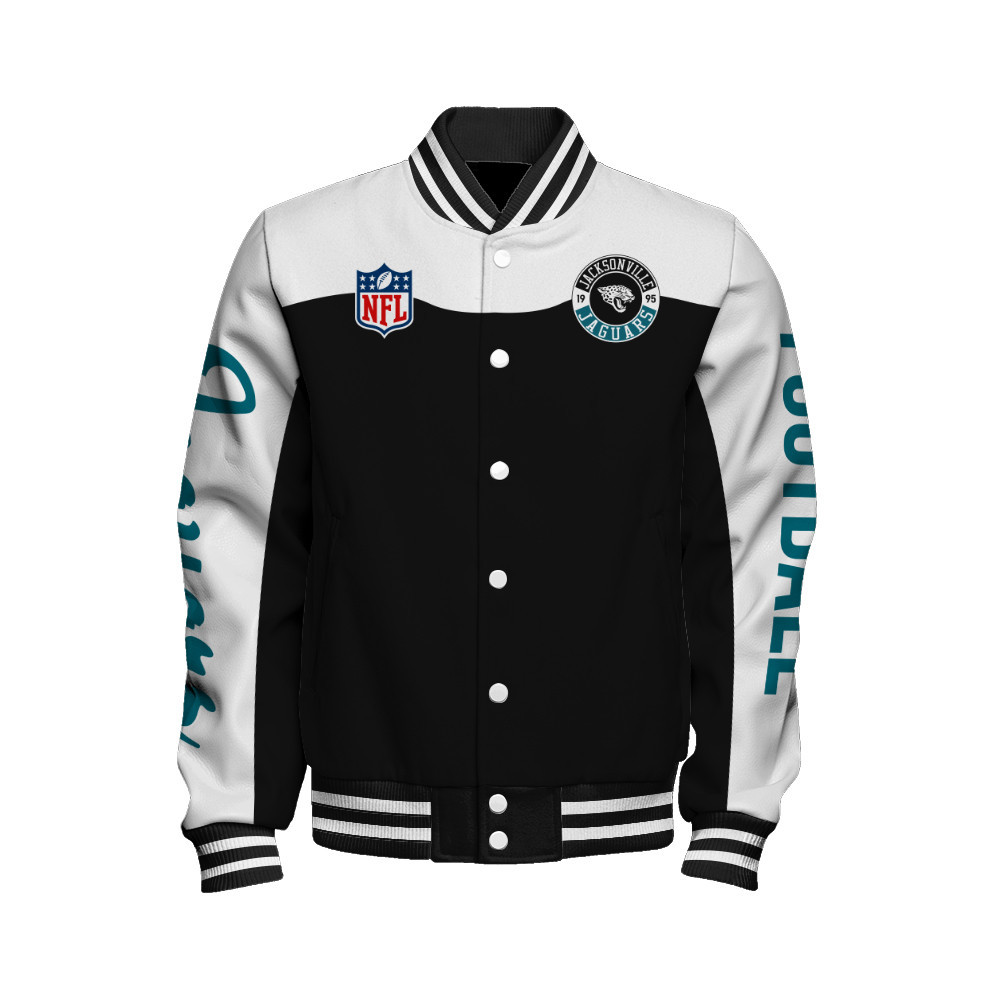 Jacksonville Jaguars National Football League Face Any Weather Unisex Varsity Jacket - Famjoys Jacksonville Jaguars National Football League Face Any Weather Unisex Varsity Jacket - Famjoys
