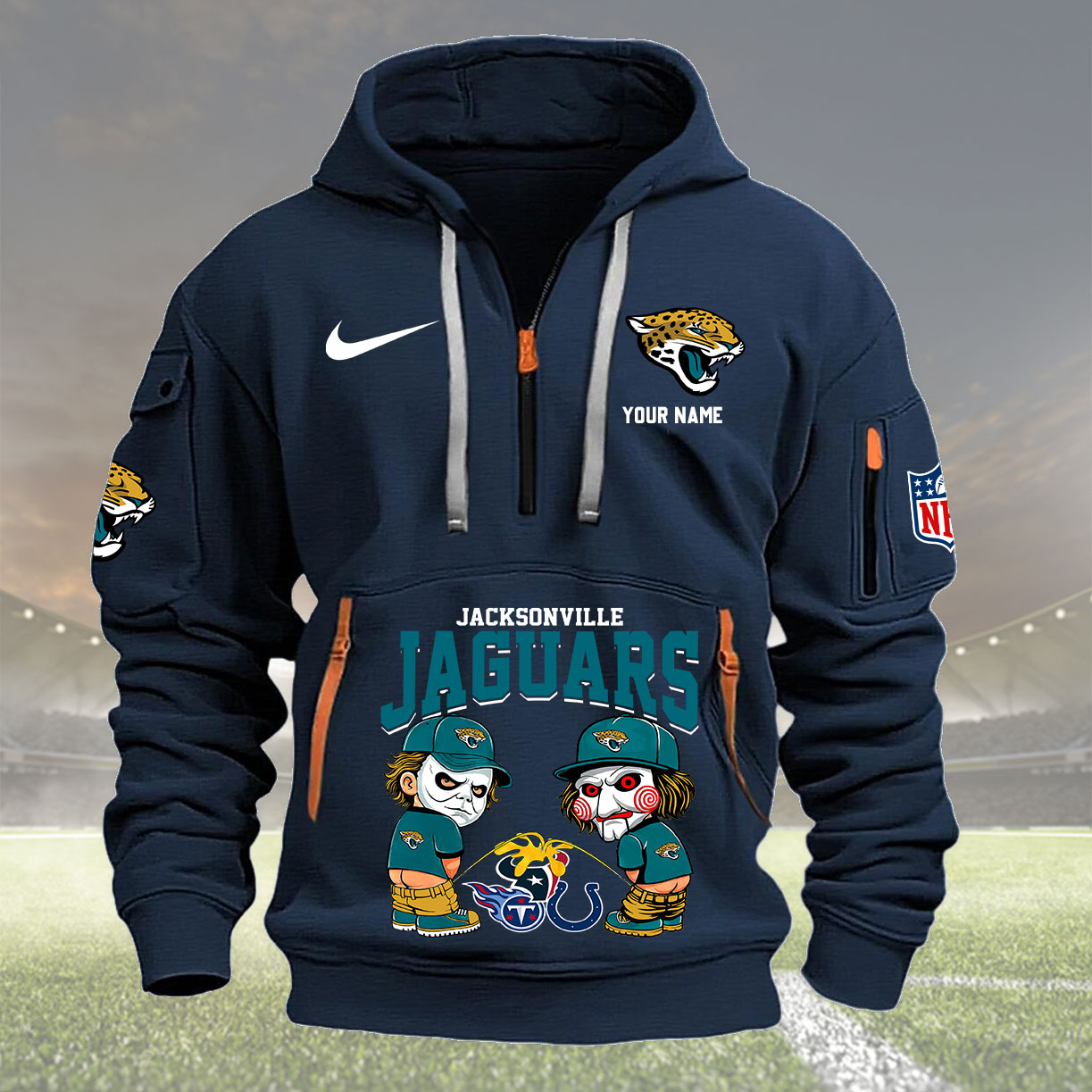 Jacksonville Jaguars Personalized Quarter Zip Hoodie New Collection AZBTQZH000289 - Famjoys Jacksonville Jaguars Personalized Quarter Zip Hoodie New Collection AZBTQZH000289 - Famjoys