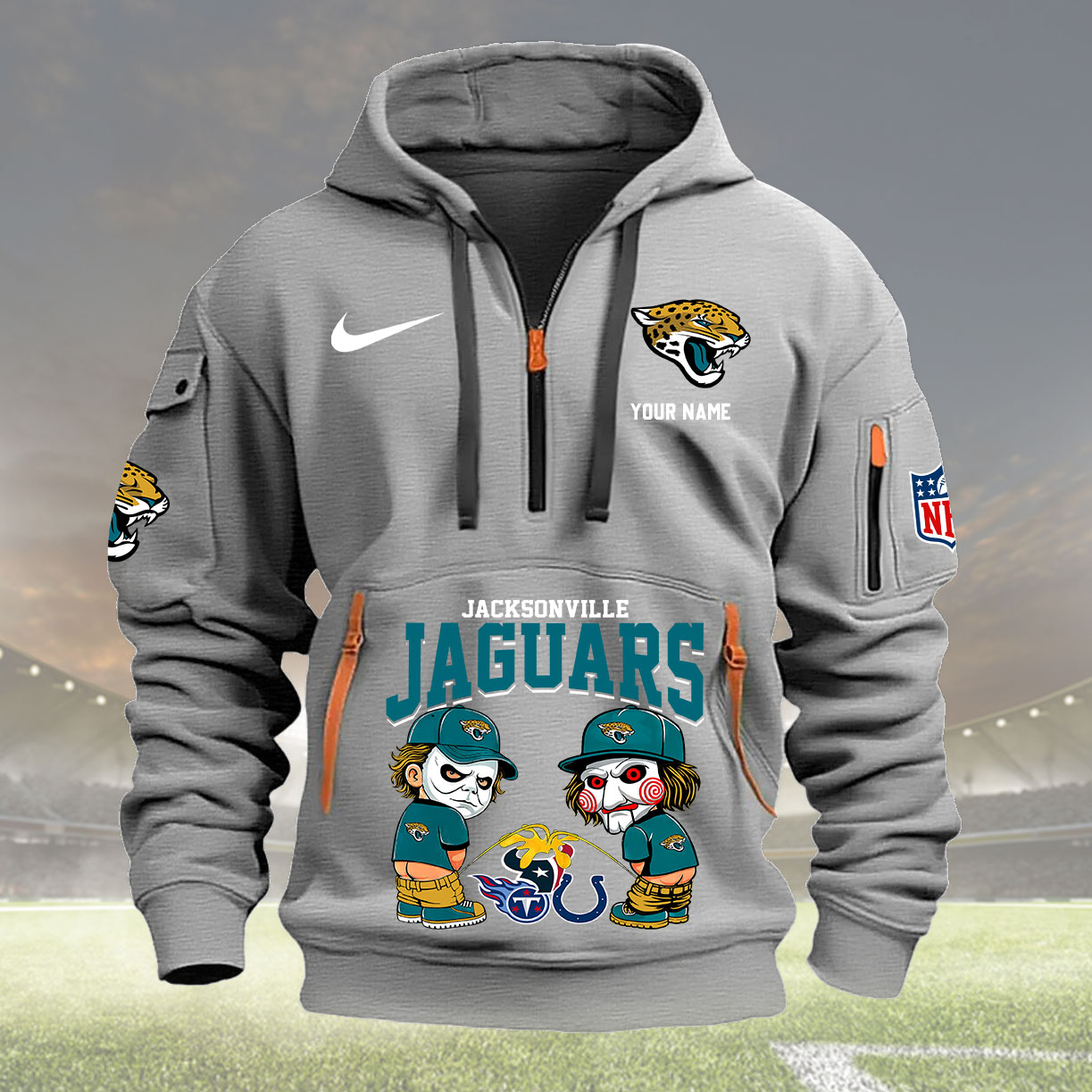 Jacksonville Jaguars Personalized Quarter Zip Hoodie New Collection AZBTQZH000289 - Famjoys Jacksonville Jaguars Personalized Quarter Zip Hoodie New Collection AZBTQZH000289 - Famjoys
