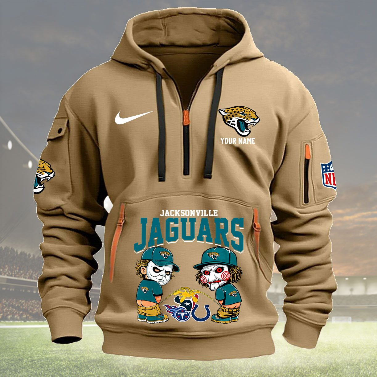 Jacksonville Jaguars Personalized Quarter Zip Hoodie New Collection AZBTQZH000289 - Famjoys Jacksonville Jaguars Personalized Quarter Zip Hoodie New Collection AZBTQZH000289 - Famjoys