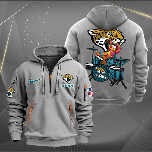 Jacksonville Jaguars Premium Personalized Quarter Zip Hoodie AZBTCQZH000015 - Famjoys Jacksonville Jaguars Premium Personalized Quarter Zip Hoodie AZBTCQZH000015 - Famjoys