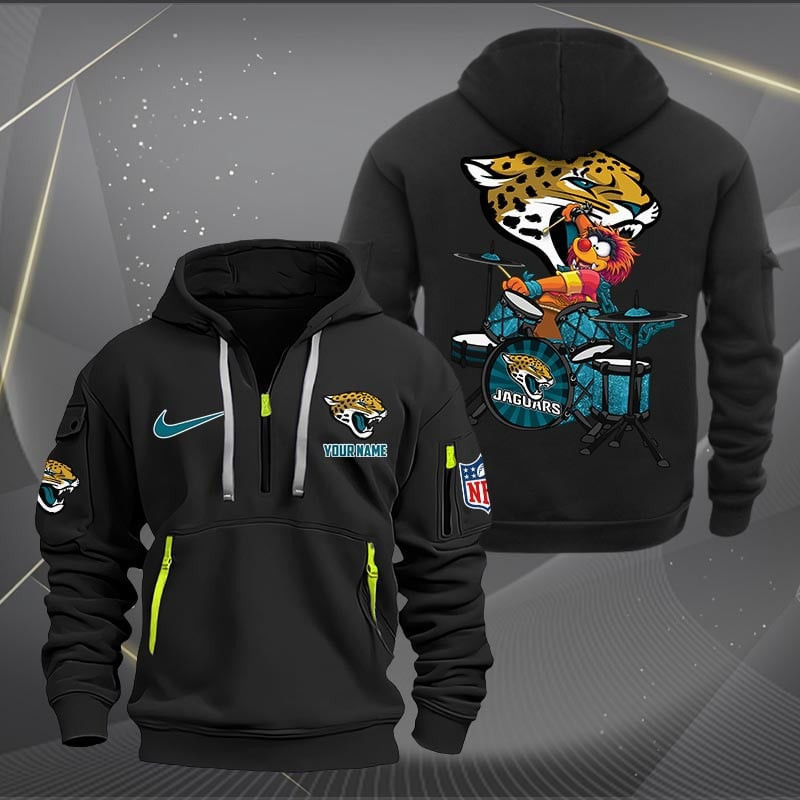 Jacksonville Jaguars Premium Personalized Quarter Zip Hoodie AZBTCQZH000015 - Famjoys Jacksonville Jaguars Premium Personalized Quarter Zip Hoodie AZBTCQZH000015 - Famjoys