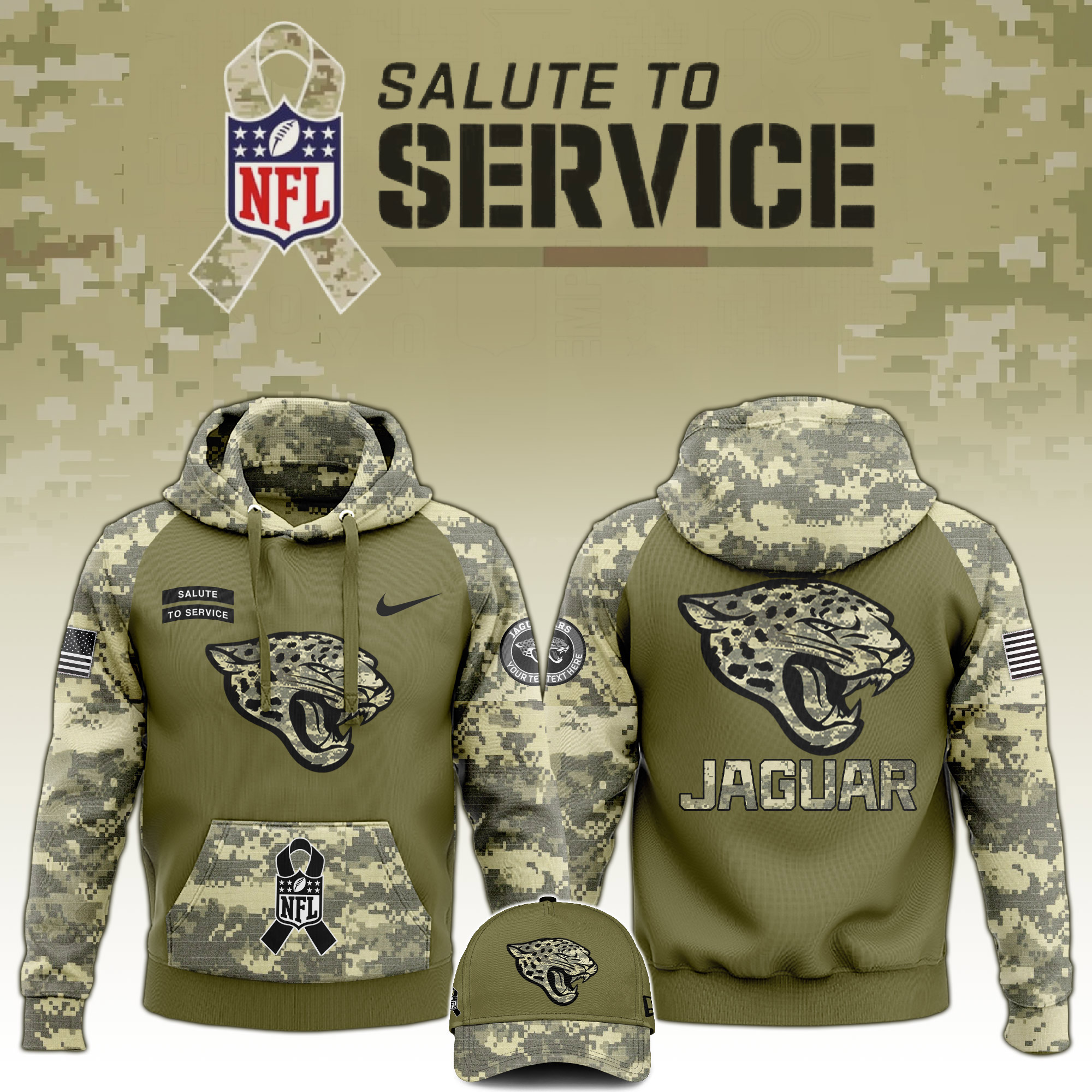 Jacksonville Jaguars Salute to Service Club Camo Hoodie #1 - Famjoys Jacksonville Jaguars Salute to Service Club Camo Hoodie #1 - Famjoys