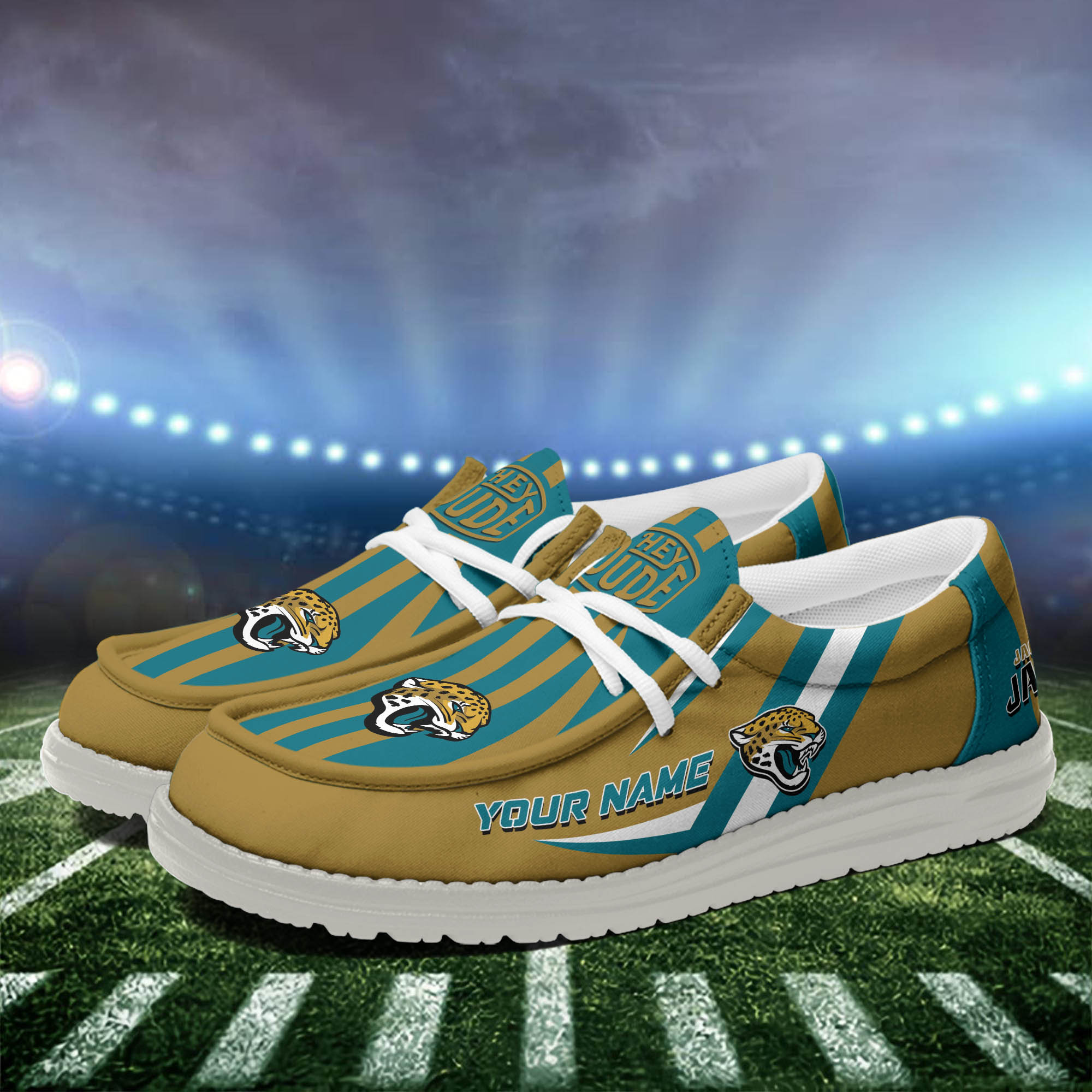 Jacksonville Jaguars Team White Canvas Loafer Shoes Personalized Your Name - Famjoys Jacksonville Jaguars Team White Canvas Loafer Shoes Personalized Your Name - Famjoys