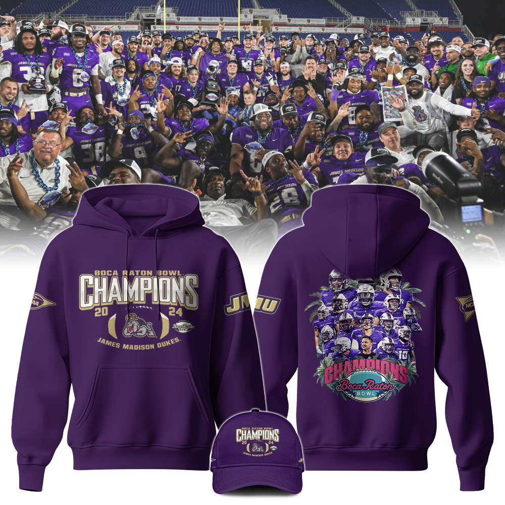 James Madison University Football Boca Raton Bowl Champions Hoodie #1 - Famjoys James Madison University Football Boca Raton Bowl Champions Hoodie #1 - Famjoys