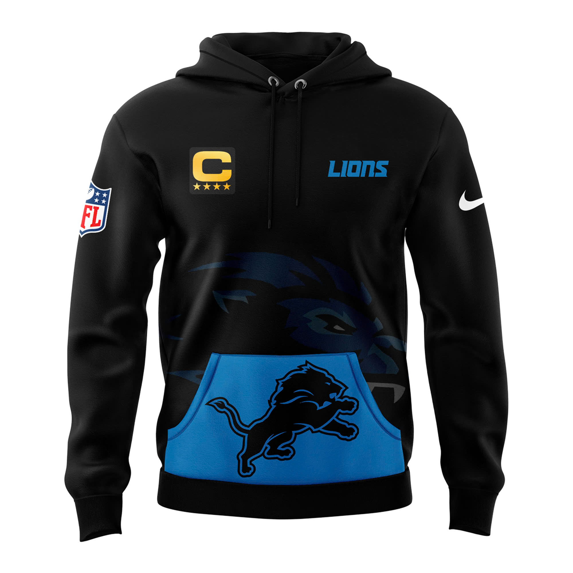 Jared Goff Black Detroit Lions Alternate Helmet Pullover Hoodie - Famjoys Jared Goff Black Detroit Lions Alternate Helmet Pullover Hoodie - Famjoys