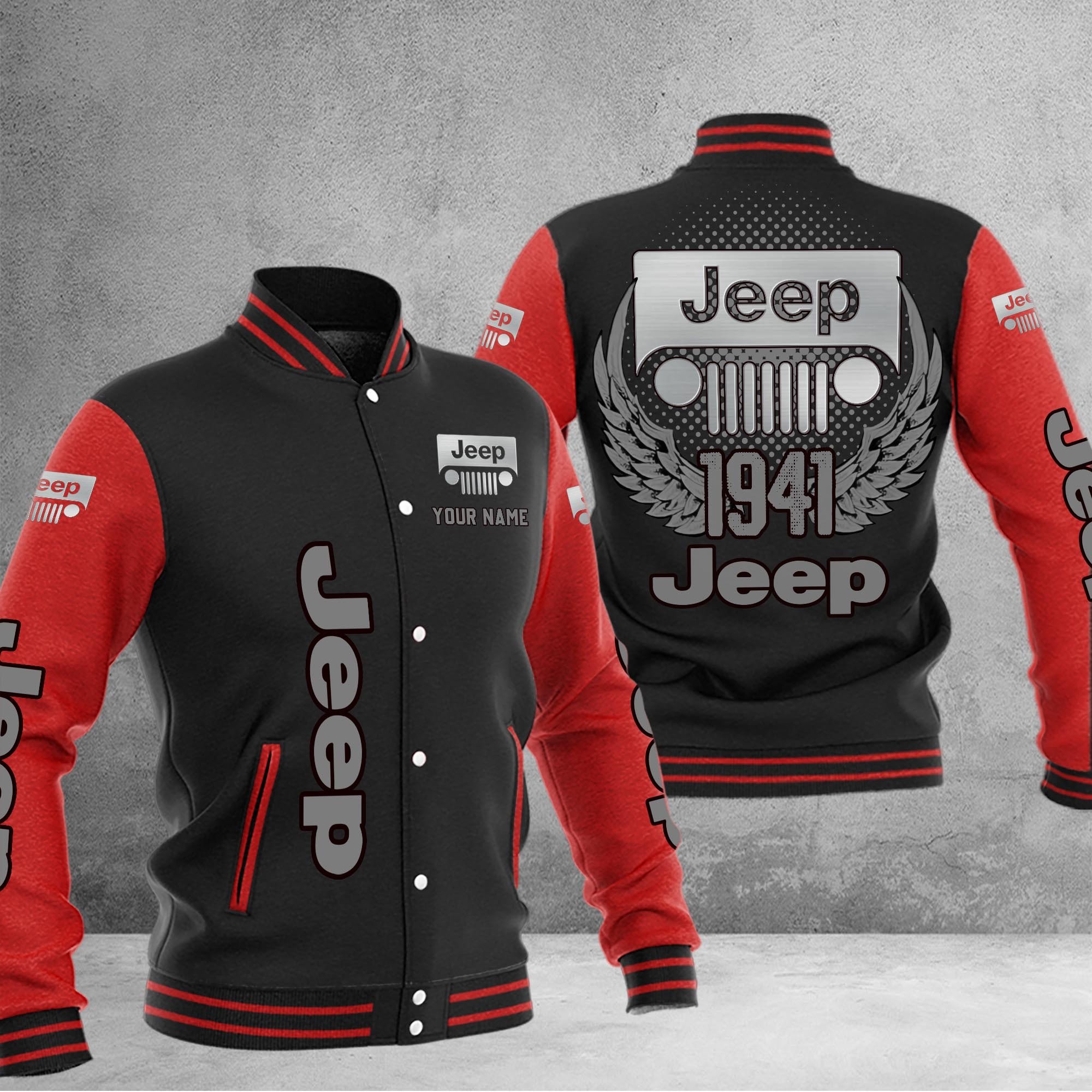 Jeep DMHJ1051 Baseball Jacket Multicolor - Famjoys Jeep DMHJ1051 Baseball Jacket Multicolor - Famjoys