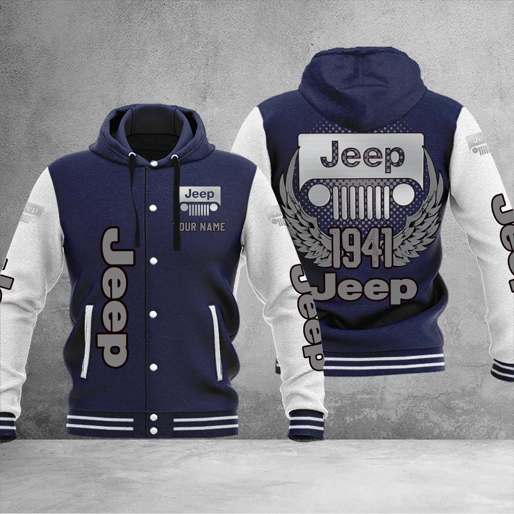 Jeep DMHJ1051 Baseball Jacket Multicolor - Famjoys Jeep DMHJ1051 Baseball Jacket Multicolor - Famjoys