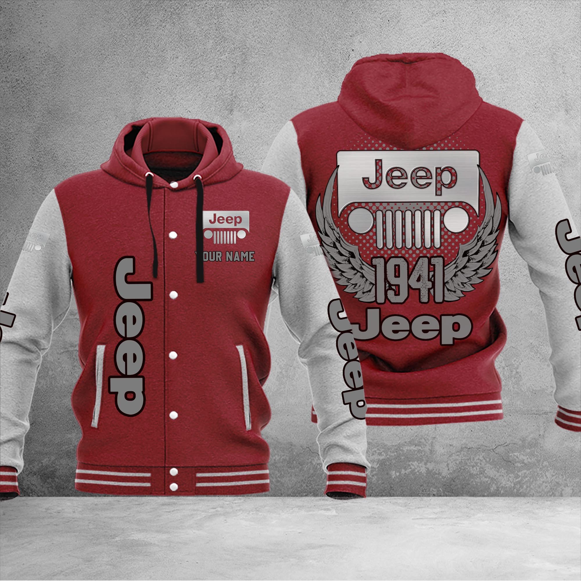 Jeep DMHJ1051 Baseball Jacket Multicolor - Famjoys Jeep DMHJ1051 Baseball Jacket Multicolor - Famjoys