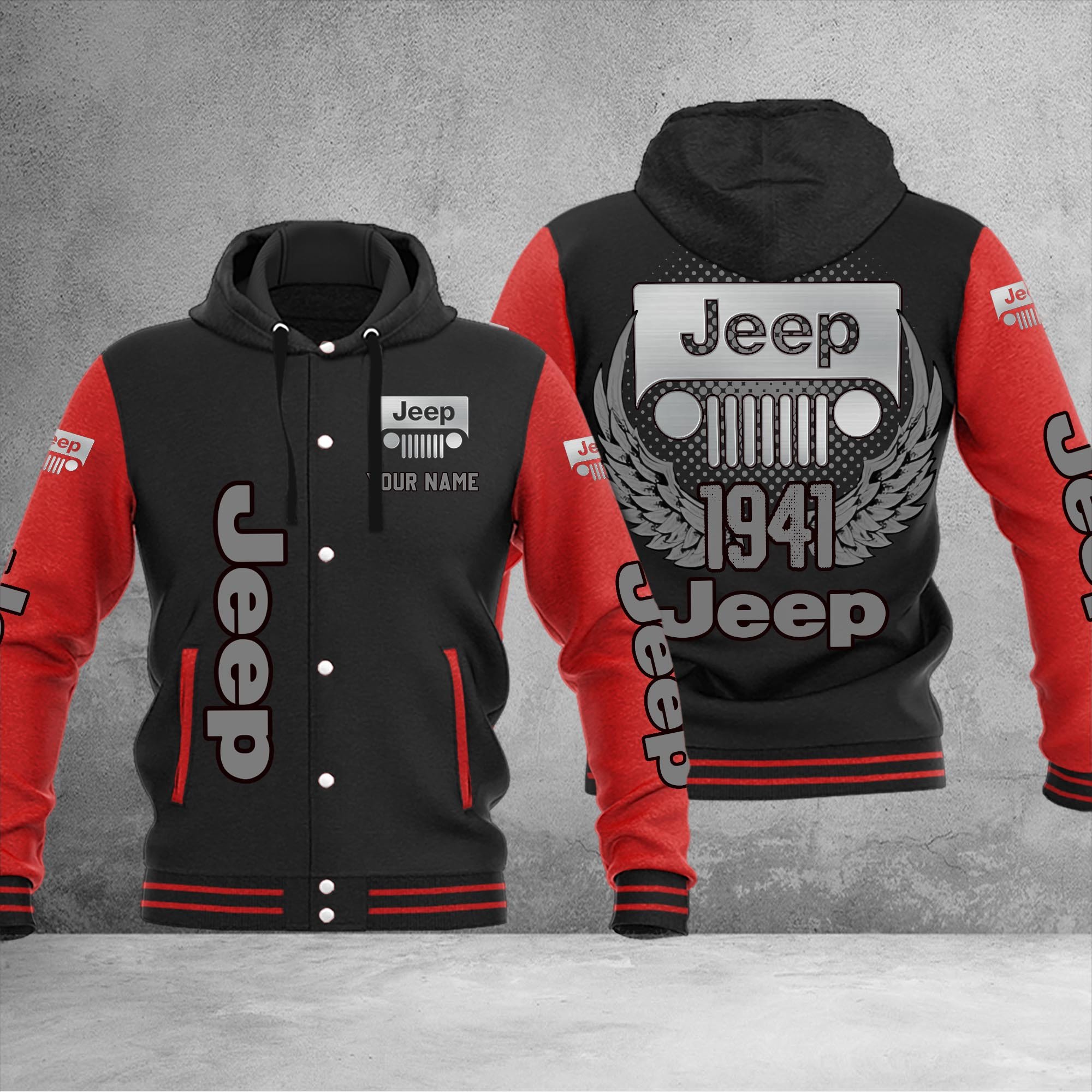 Jeep DMHJ1051 Baseball Jacket Multicolor - Famjoys Jeep DMHJ1051 Baseball Jacket Multicolor - Famjoys