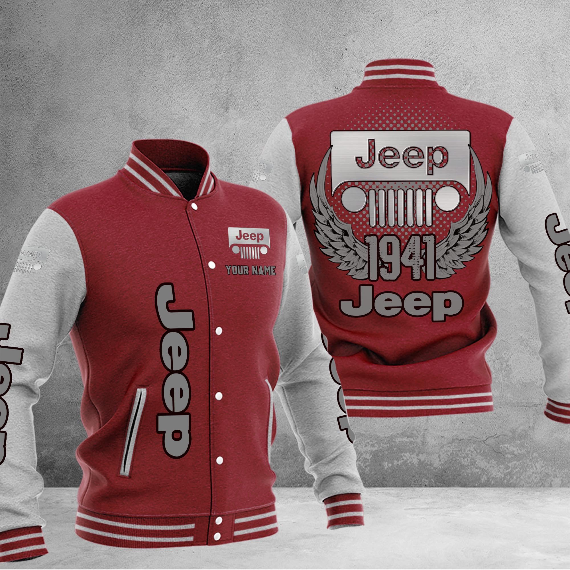 Jeep DMHJ1051 Baseball Jacket Multicolor - Famjoys Jeep DMHJ1051 Baseball Jacket Multicolor - Famjoys