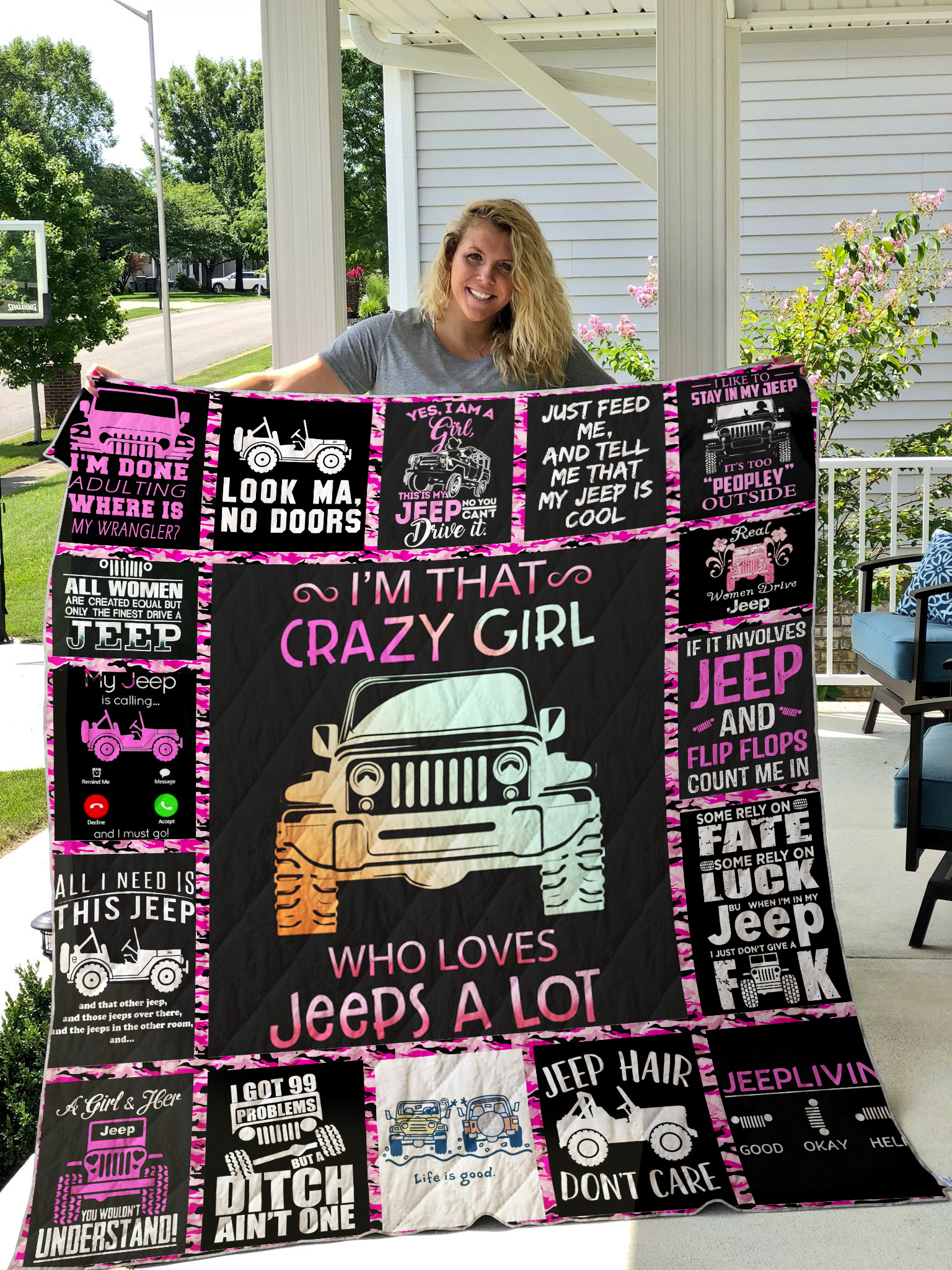 Jeep Girl Black Quilt Blanket 09 - Famjoys Jeep Girl Black Quilt Blanket 09 - Famjoys