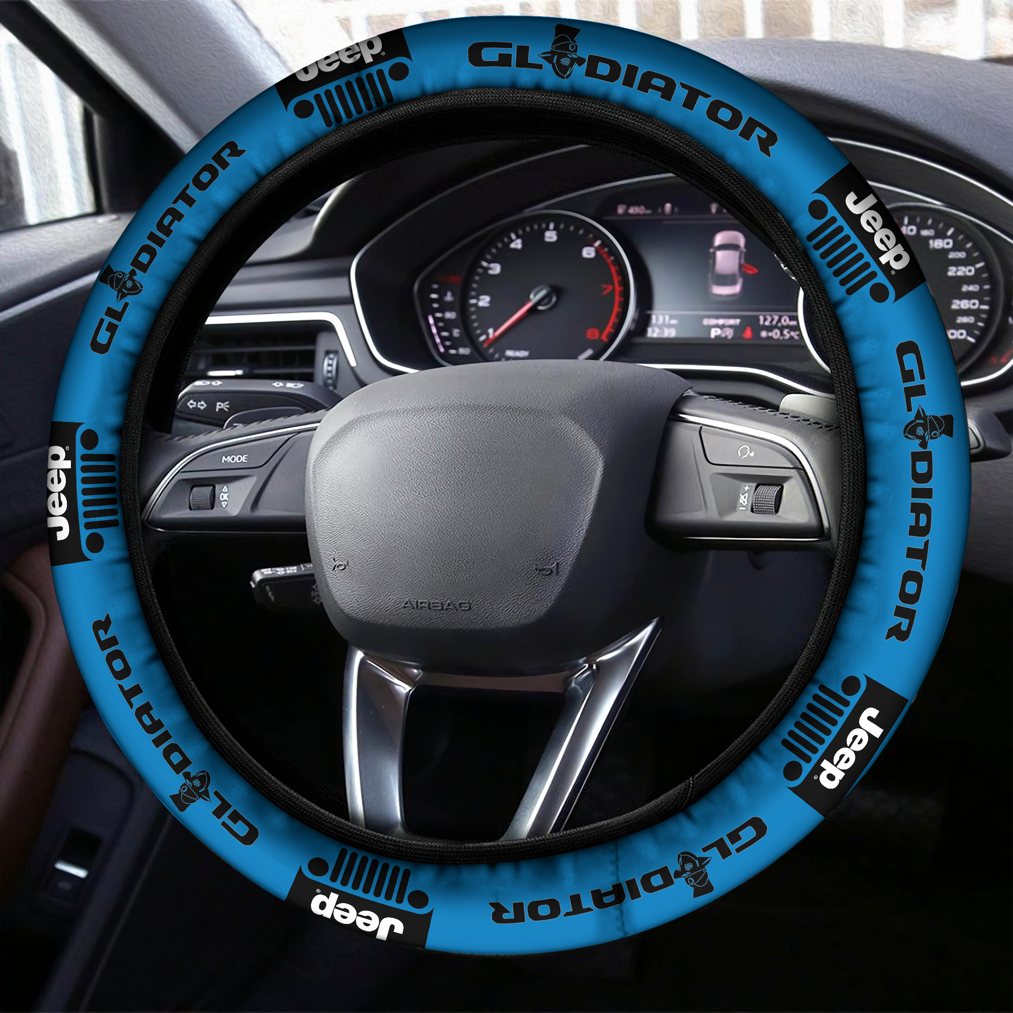 Jeep Gladiator Steering Wheel Cover Hydro Blue Pearl - Famjoys Jeep Gladiator Steering Wheel Cover Hydro Blue Pearl - Famjoys