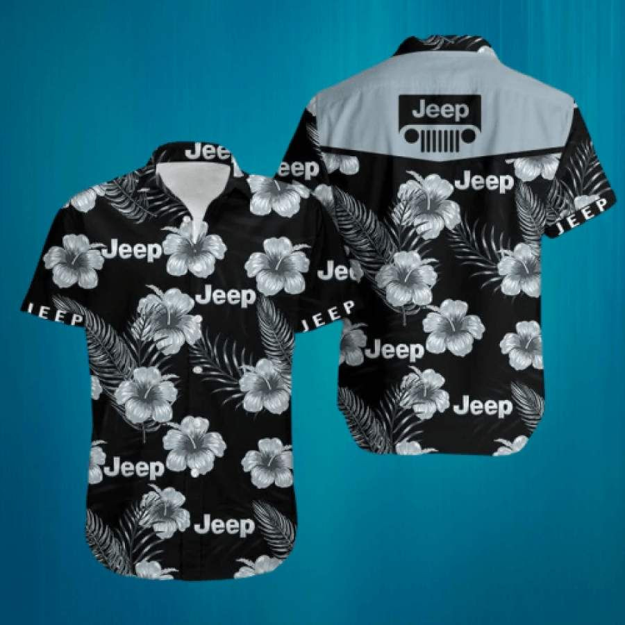 Jeep Hibiscus Black Unisex Hawaiian Aloha Shirts - Famjoys Jeep Hibiscus Black Unisex Hawaiian Aloha Shirts - Famjoys