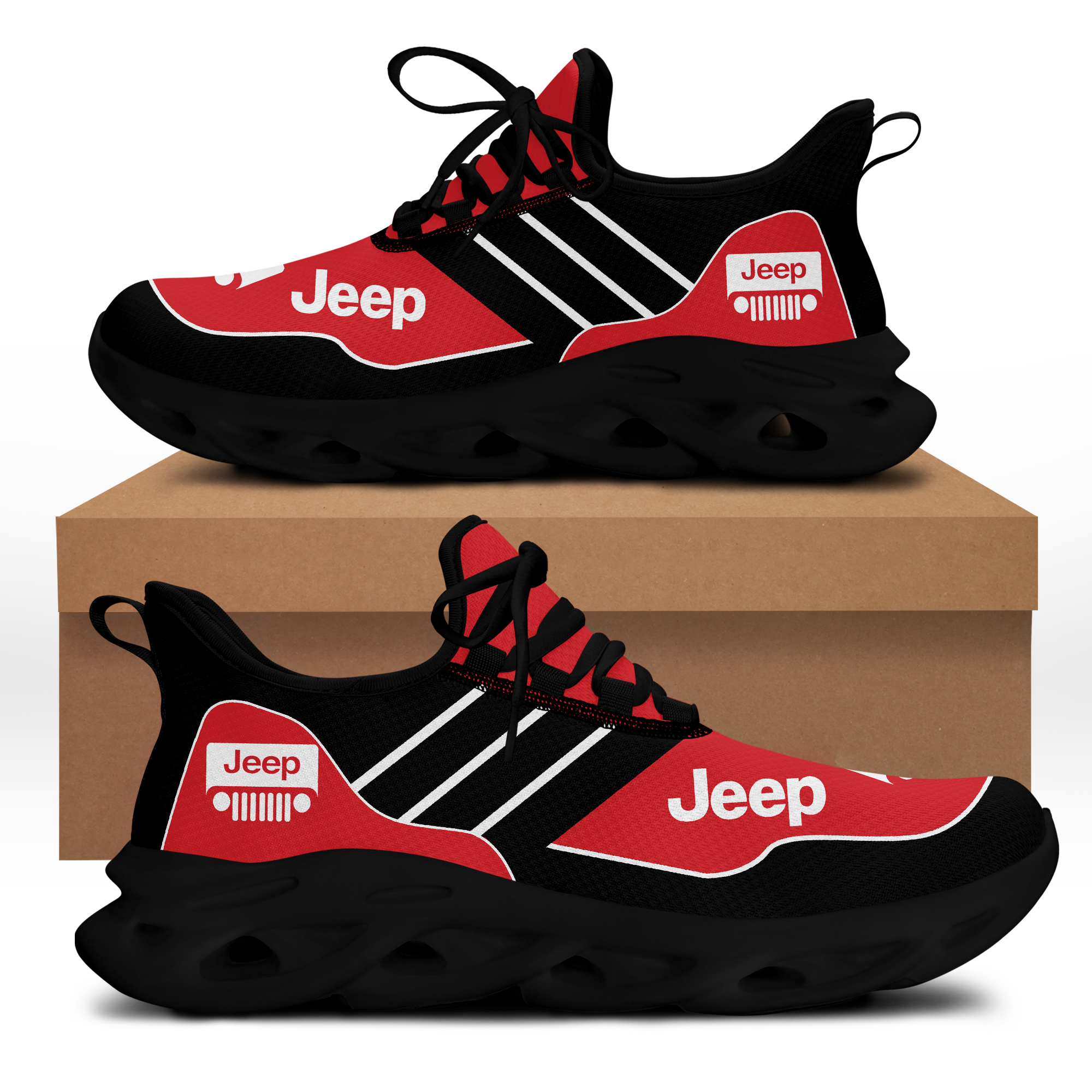 Jeep Red and Black Sneakers Shoes - Famjoys Jeep Red and Black Sneakers Shoes - Famjoys