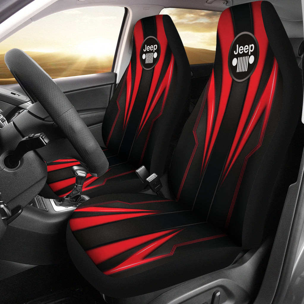 Jeep Red Logo Car Seat Covers Metal Abstract Ph220913-15 - Famjoys Jeep Red Logo Car Seat Covers Metal Abstract Ph220913-15 - Famjoys