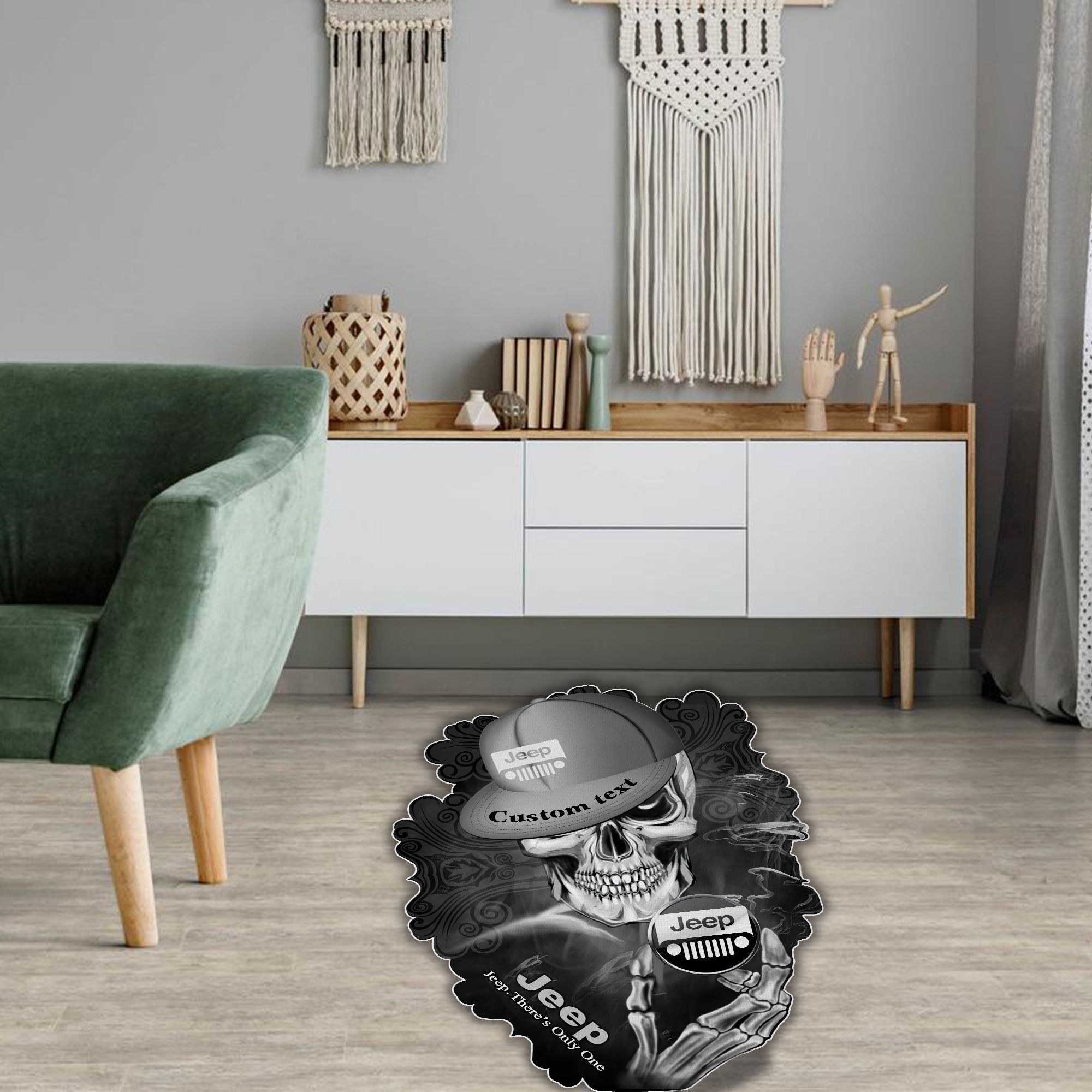 Jeep Skull Shaped Luxurious Doormat, Rug Home Decor, Custom name - Famjoys Jeep Skull Shaped Luxurious Doormat, Rug Home Decor, Custom name - Famjoys