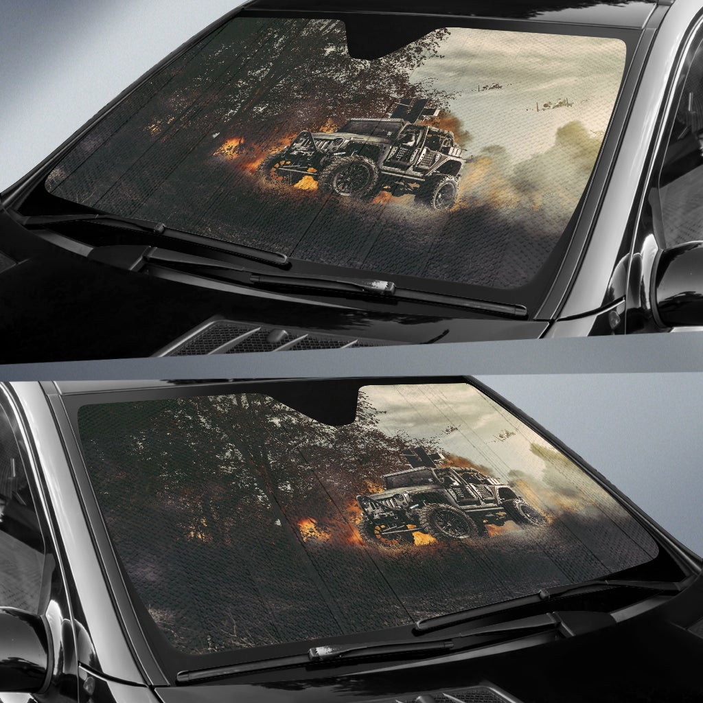 Jeep Windshield Sun Shade V6 - Famjoys Jeep Windshield Sun Shade V6 - Famjoys