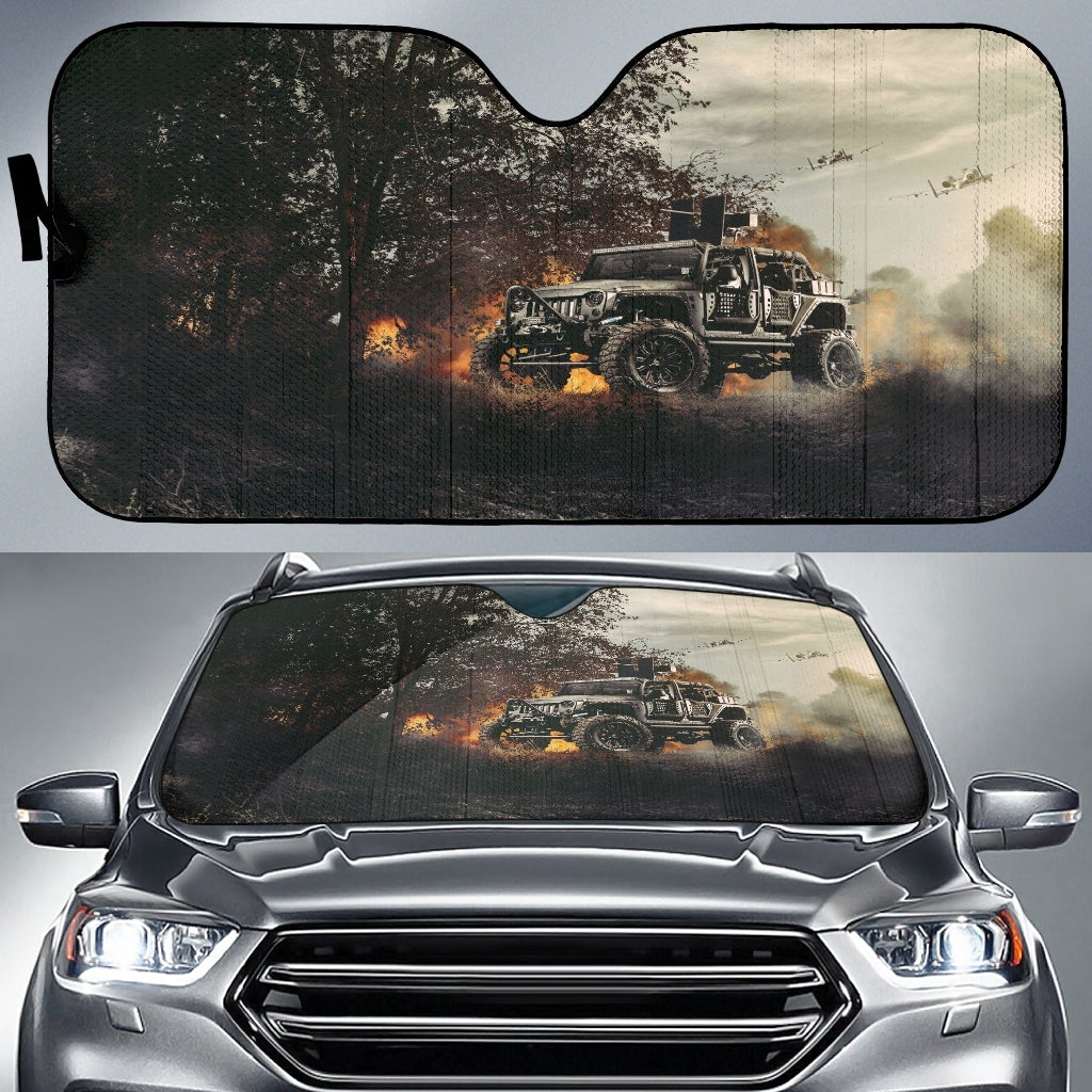 Jeep Windshield Sun Shade V6 - Famjoys Jeep Windshield Sun Shade V6 - Famjoys