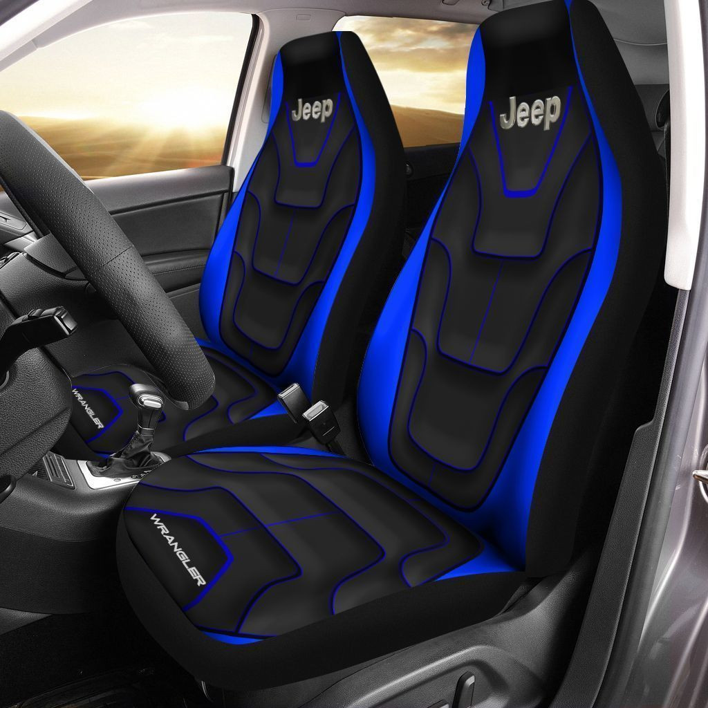 Jeep Wrangler  Car Seat Cover (Set of 2) Ver 1 (Blue)