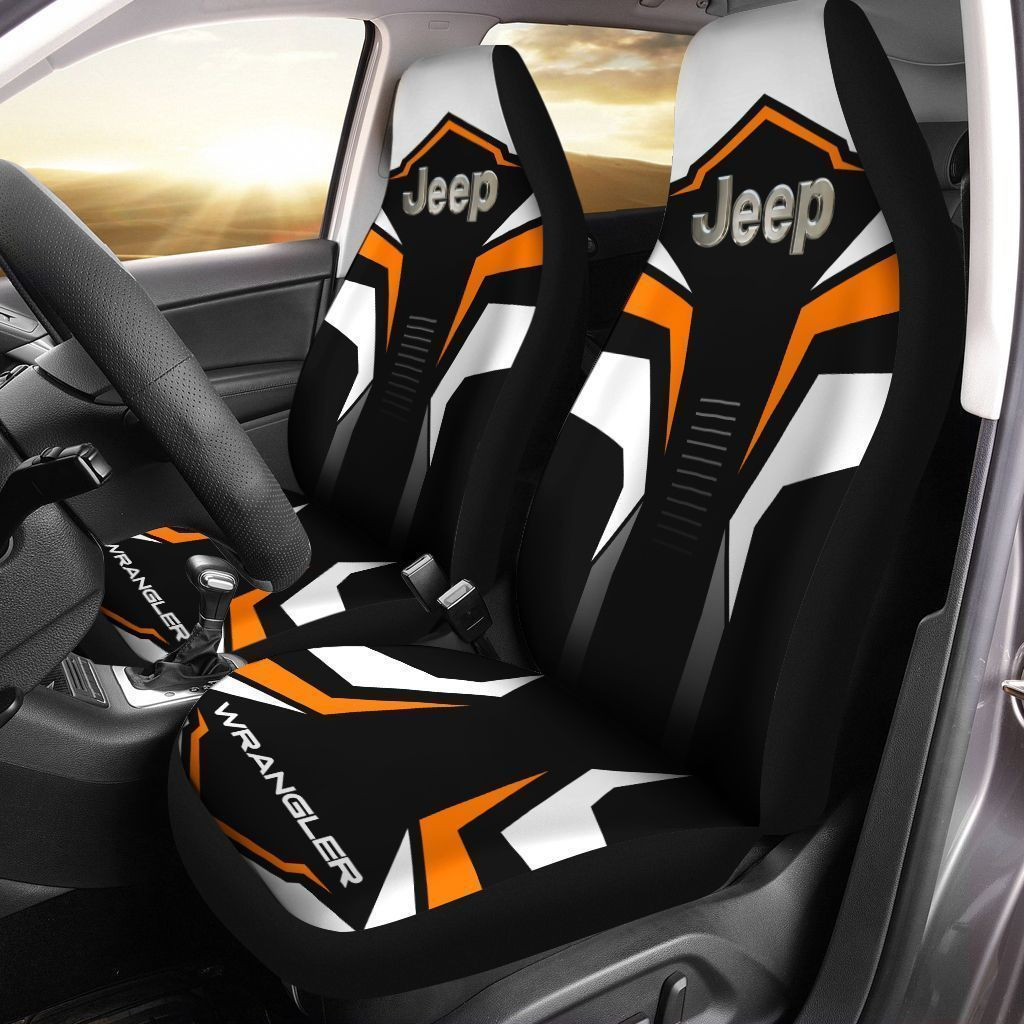 Jeep Wrangler  Car Seat Cover (Set of 2) Ver 2 (Orange)