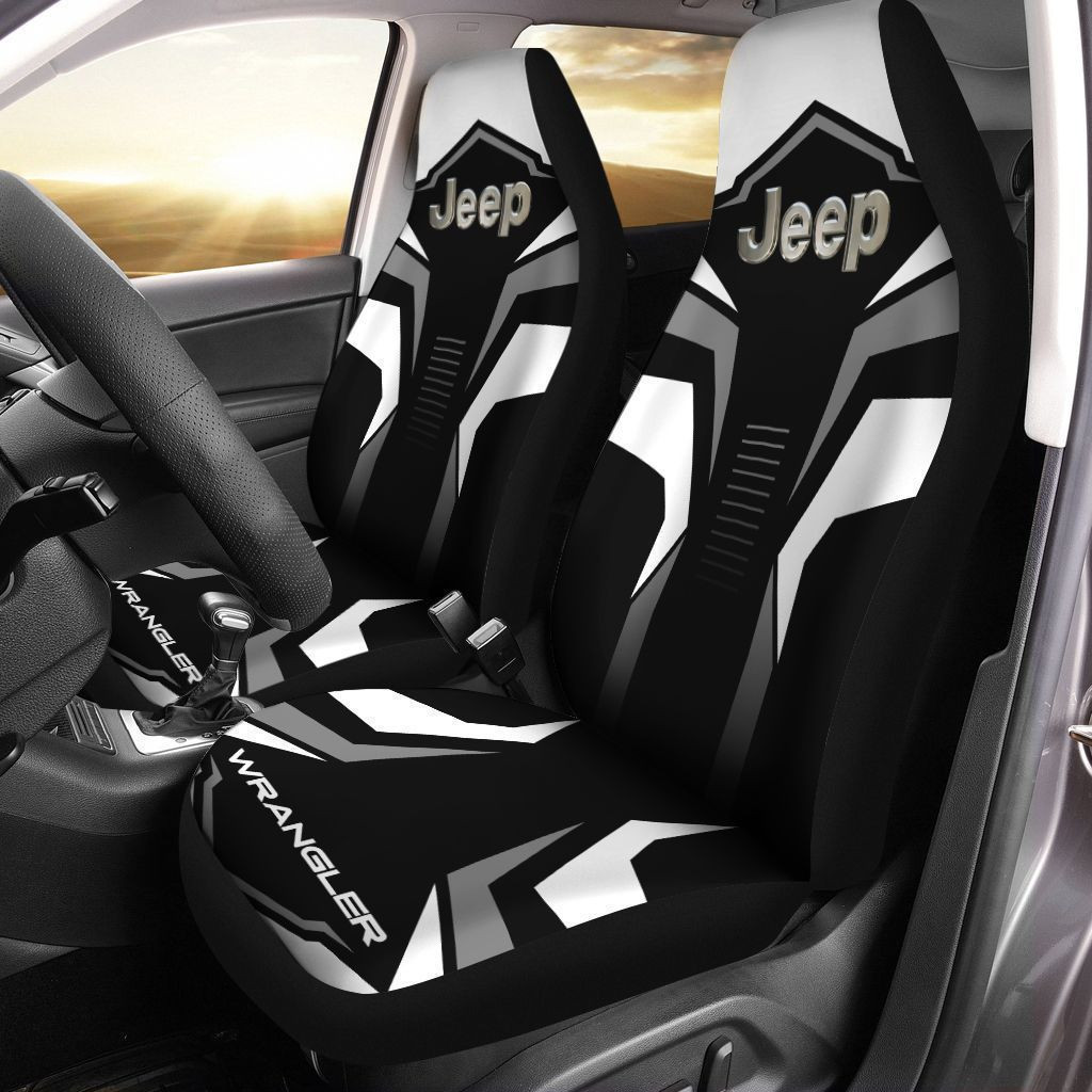 Jeep Wrangler  Car Seat Cover (Set of 2) Ver 2 (White)