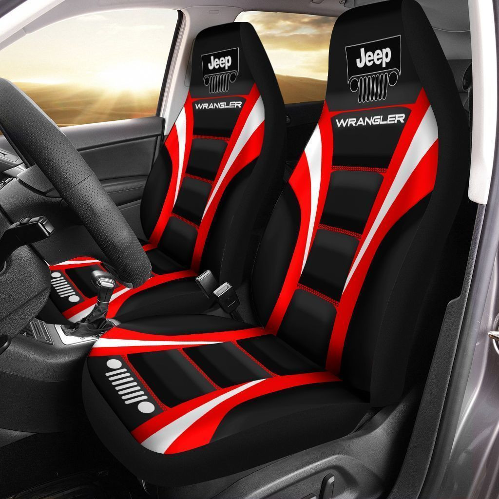 Jeep Wrangler  Car Seat Cover (Set of 2) Ver 3 (Red)
