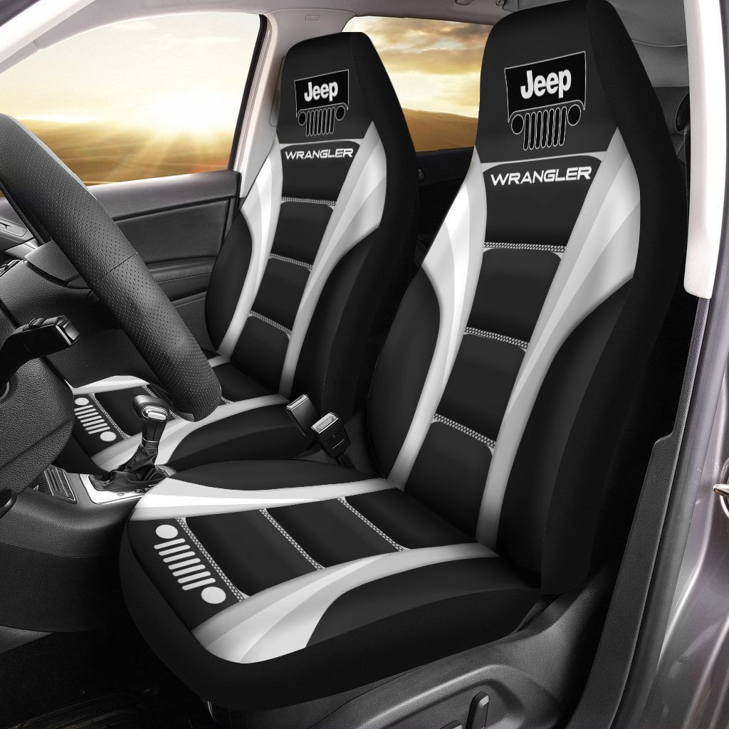 Jeep Wrangler  Car Seat Cover (Set of 2) Ver 3 (White)