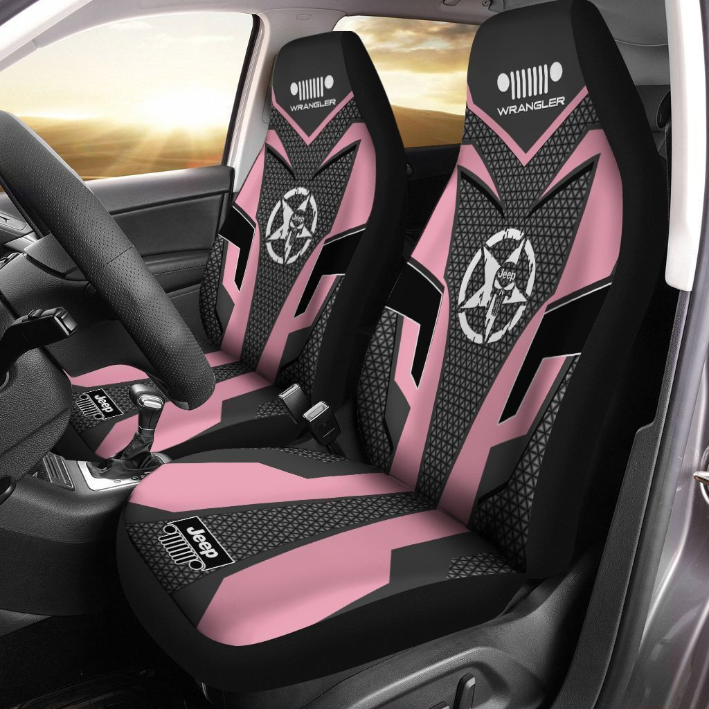 Jeep Wrangler  Car Seat Cover (Set of 2) Ver 4 (Pink)