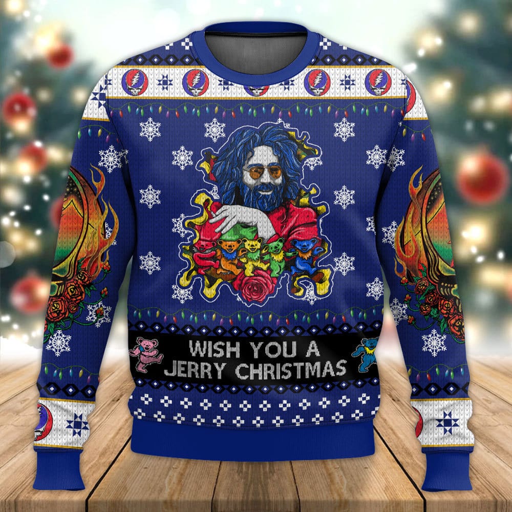Jerry Garcia Grateful Dead Ugly Christmas Sweater - Famjoys Jerry Garcia Grateful Dead Ugly Christmas Sweater - Famjoys