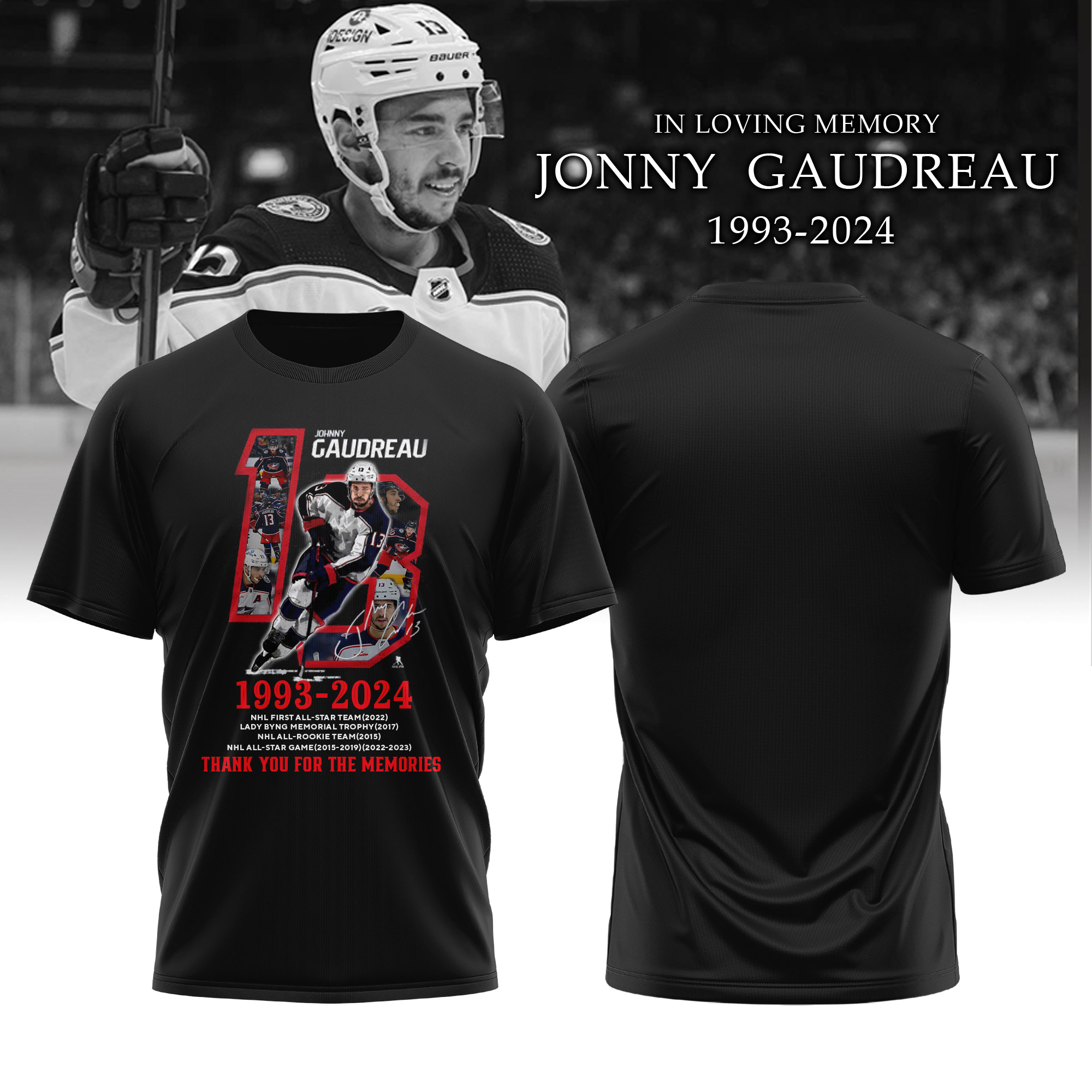 Johnny Gaudreau Columbus Blue Jackets TSHIRT Thanks You For Memmories - Famjoys Johnny Gaudreau Columbus Blue Jackets TSHIRT Thanks You For Memmories - Famjoys