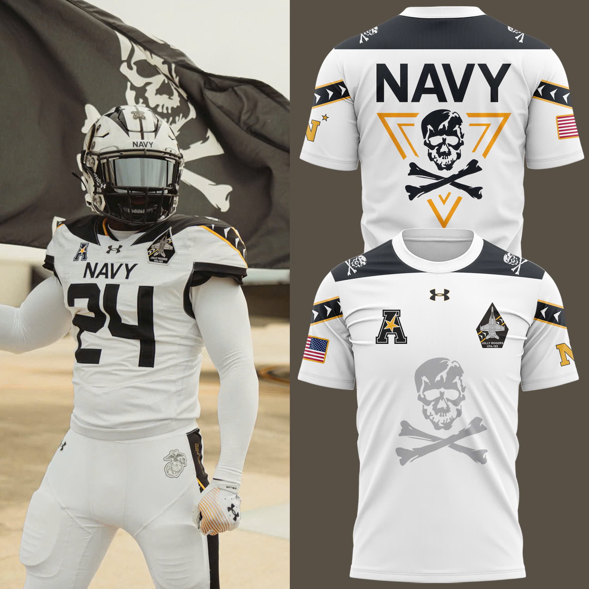 Jolly Rogers Navy Midshipmen football Tshirt - Famjoys Jolly Rogers Navy Midshipmen football Tshirt - Famjoys