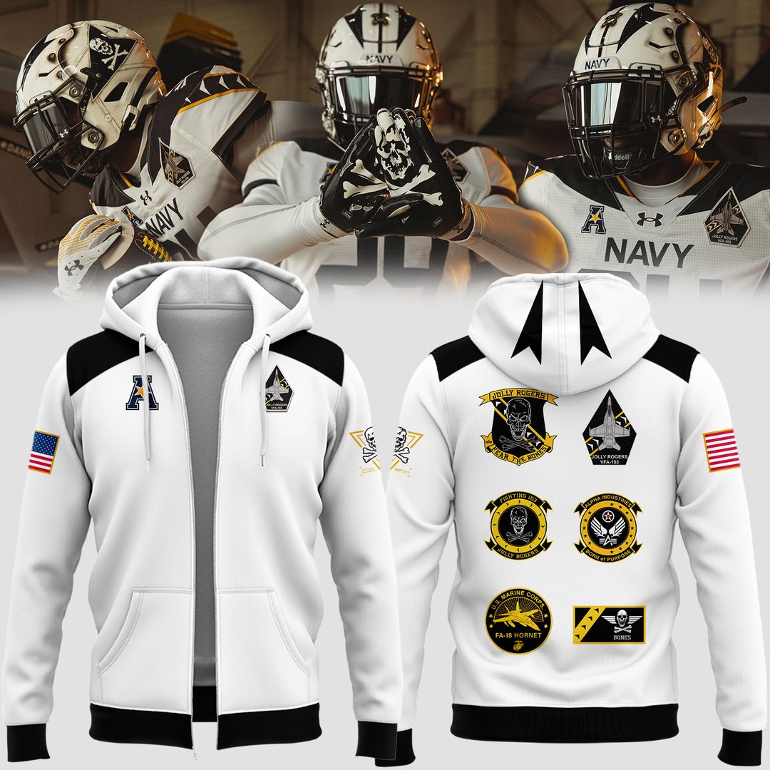 Jolly Rogers Navy Midshipmen Zip Hoodie - Famjoys Jolly Rogers Navy Midshipmen Zip Hoodie - Famjoys