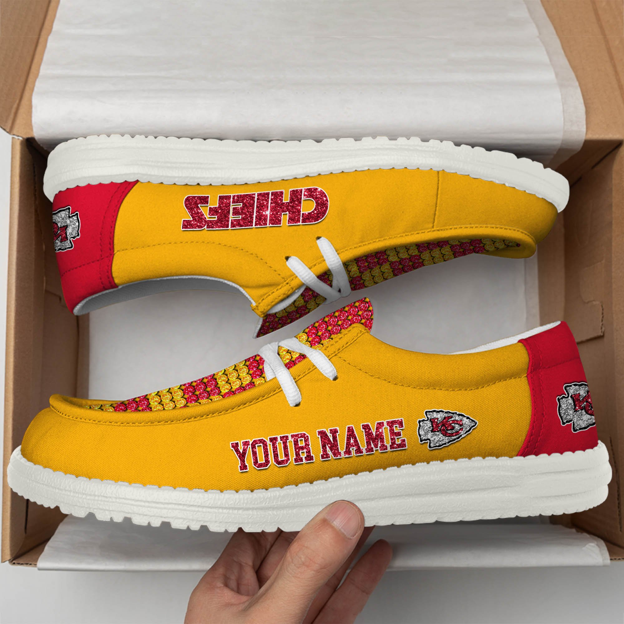 Kansas City Chiefs 32 Teams HeyDude Canvas Loafer Shoes Personalized Your Name - Famjoys Kansas City Chiefs 32 Teams HeyDude Canvas Loafer Shoes Personalized Your Name - Famjoys