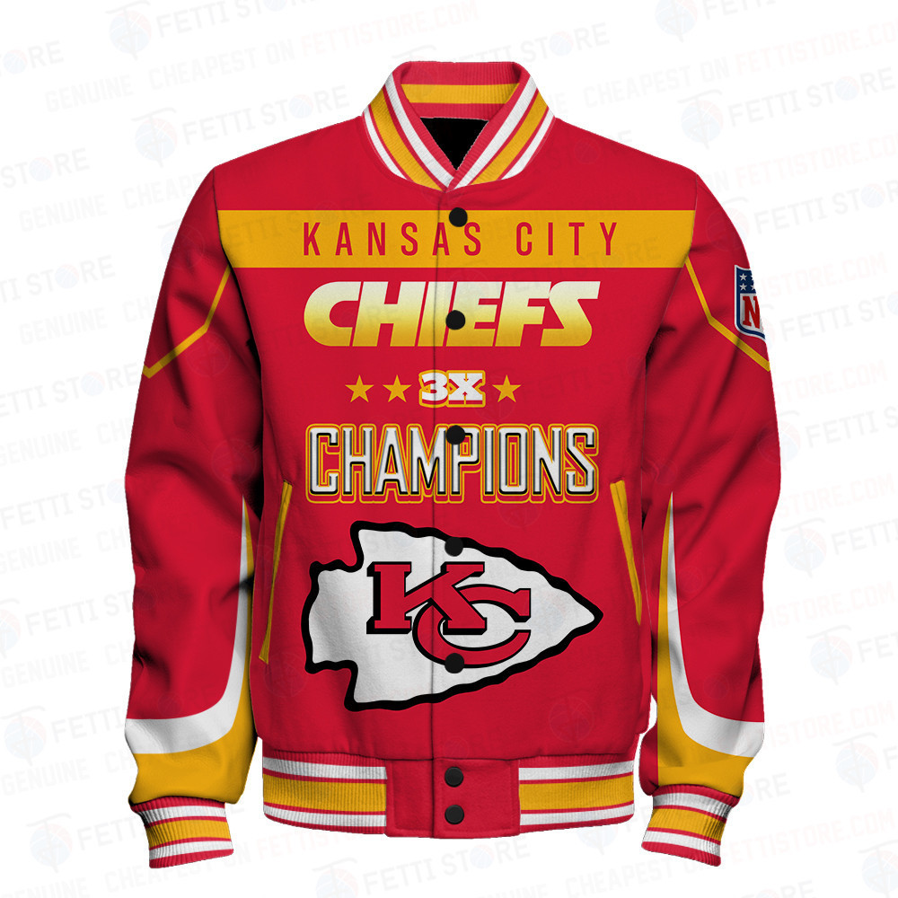 Kansas City Chiefs 3X Super Bowl Champions Varsity Jacket - Famjoys Kansas City Chiefs 3X Super Bowl Champions Varsity Jacket - Famjoys