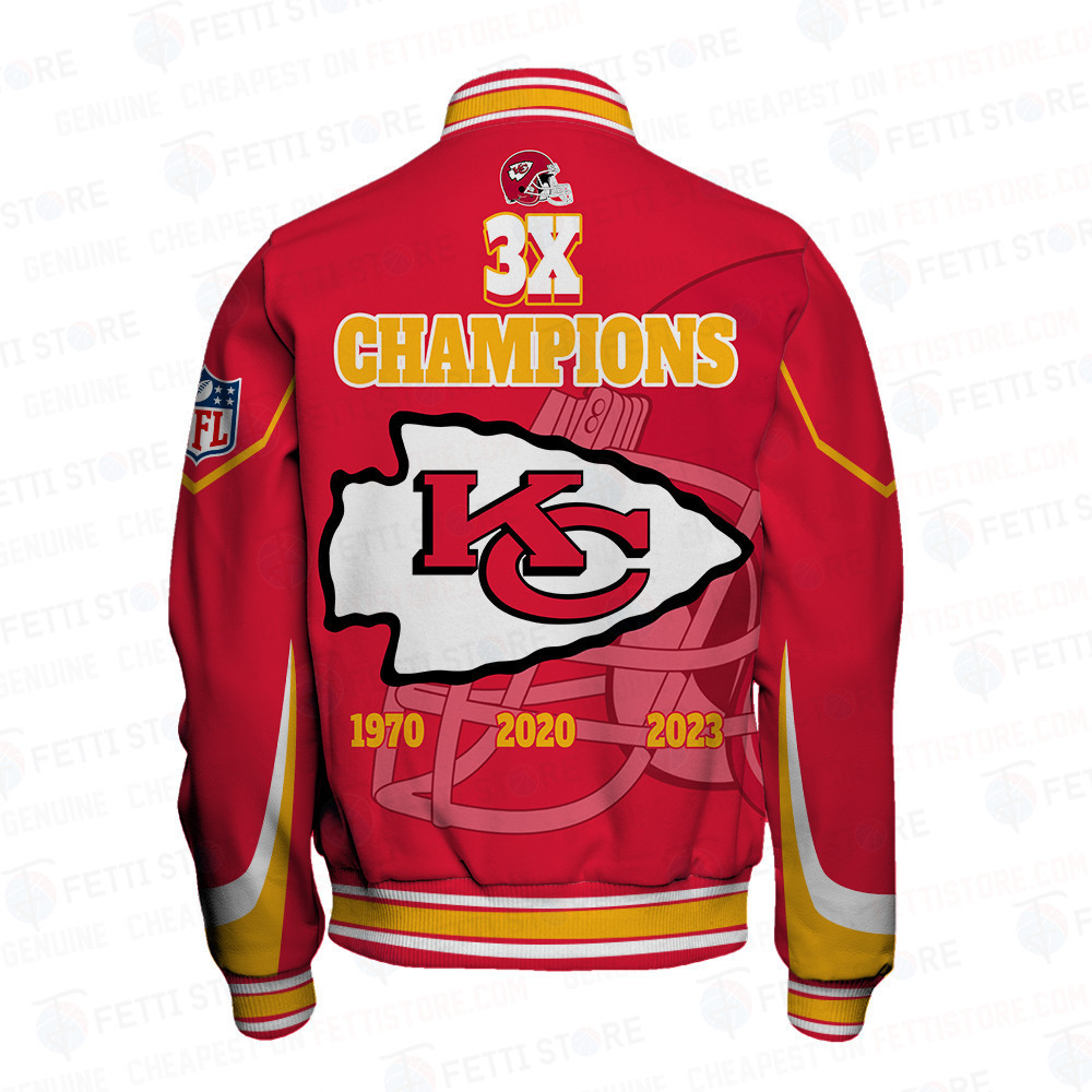Kansas City Chiefs 3X Super Bowl Champions Varsity Jacket - Famjoys Kansas City Chiefs 3X Super Bowl Champions Varsity Jacket - Famjoys