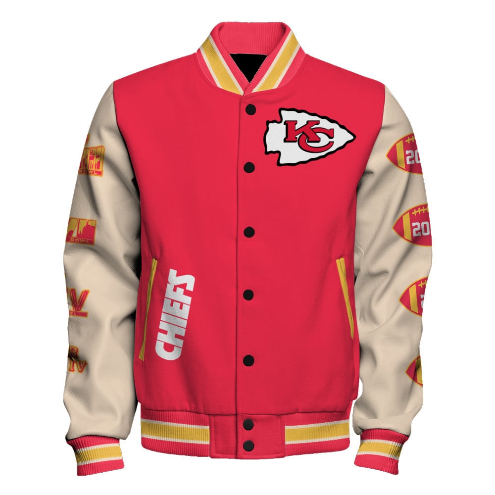 Kansas City Chiefs 4x Super Bowl Champions Unisex Varsity Jacket SFAT V13 - Famjoys Kansas City Chiefs 4x Super Bowl Champions Unisex Varsity Jacket SFAT V13 - Famjoys
