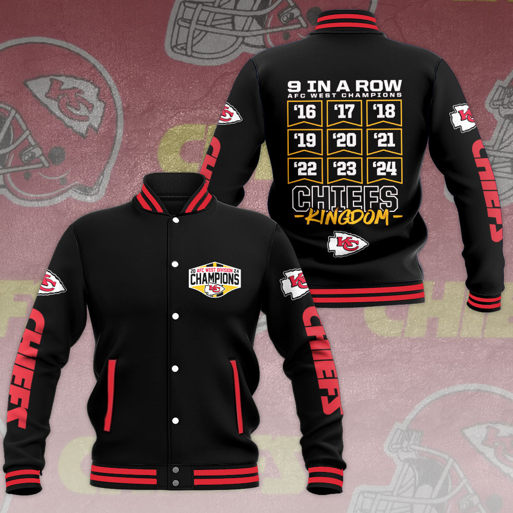 Kansas City Chiefs AFC West Champions Chiefs Kingdom Varsity Jacket - Famjoys Kansas City Chiefs AFC West Champions Chiefs Kingdom Varsity Jacket - Famjoys
