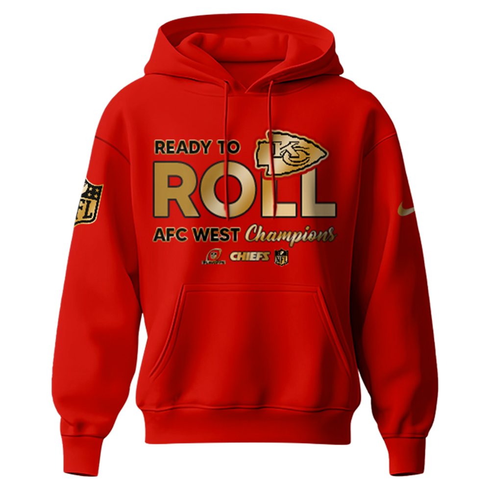 Kansas City Chiefs AFC West Champions Hoodie Gold - Famjoys Kansas City Chiefs AFC West Champions Hoodie Gold - Famjoys