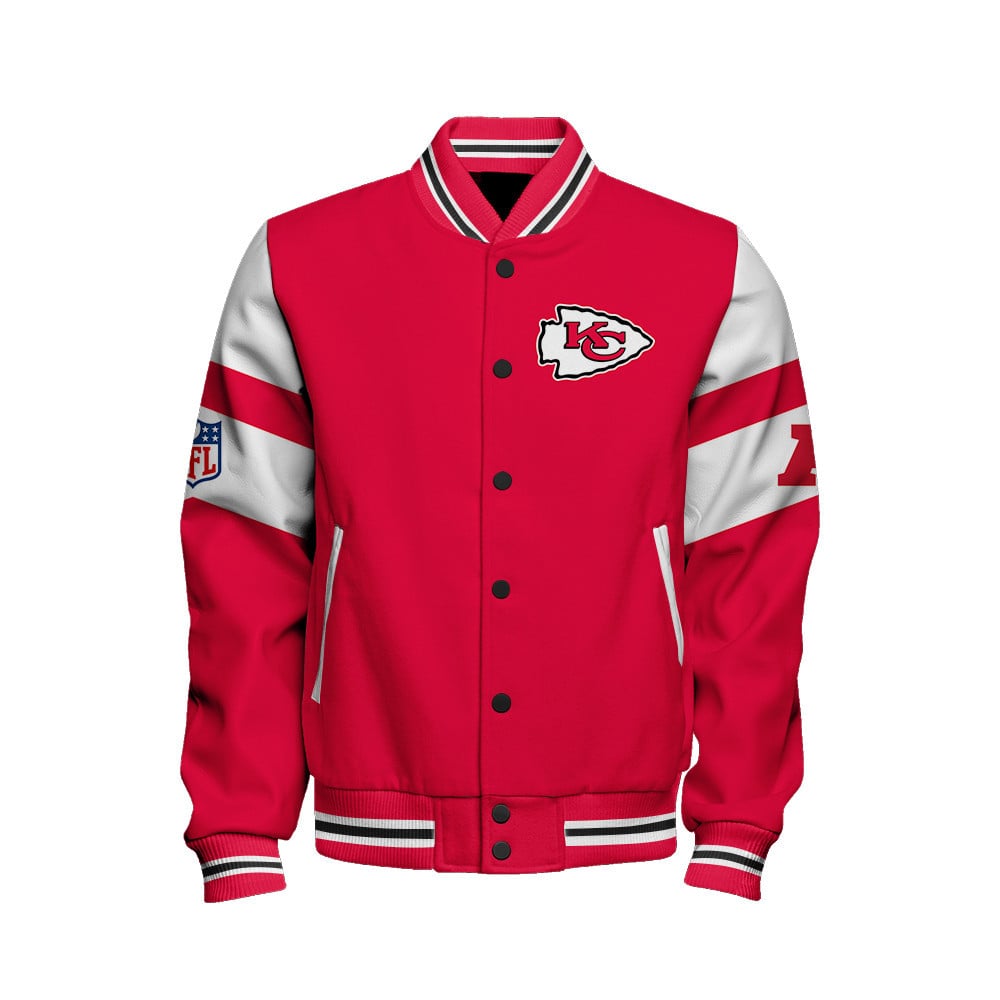 Kansas City Chiefs American Football Conference Unisex Varsity Jacket V11 - Famjoys Kansas City Chiefs American Football Conference Unisex Varsity Jacket V11 - Famjoys