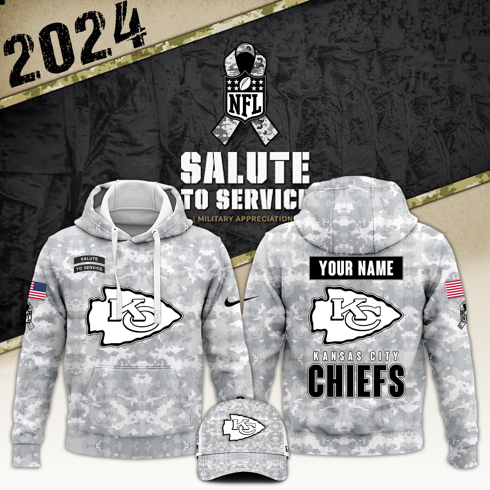 Kansas City Chiefs Arctic Camo Salute to Service Club Hoodie