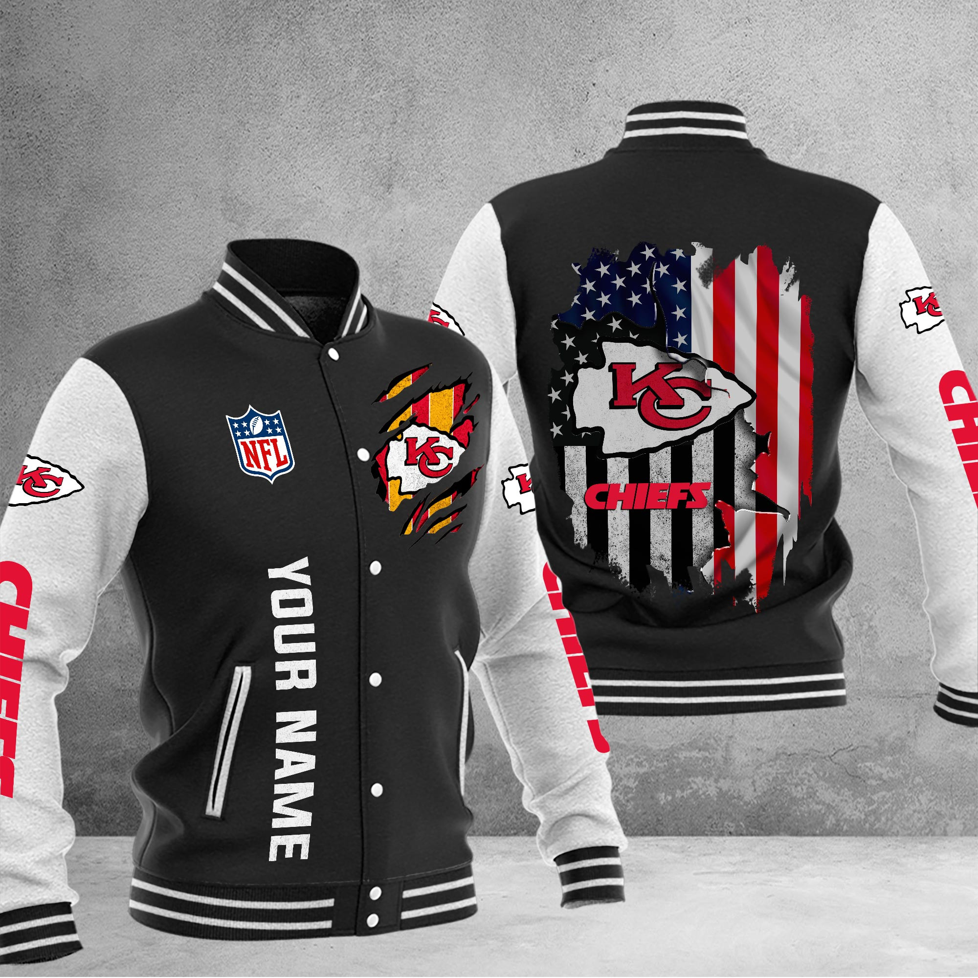 Kansas City Chiefs Baseball Jacket - Famjoys Kansas City Chiefs Baseball Jacket - Famjoys