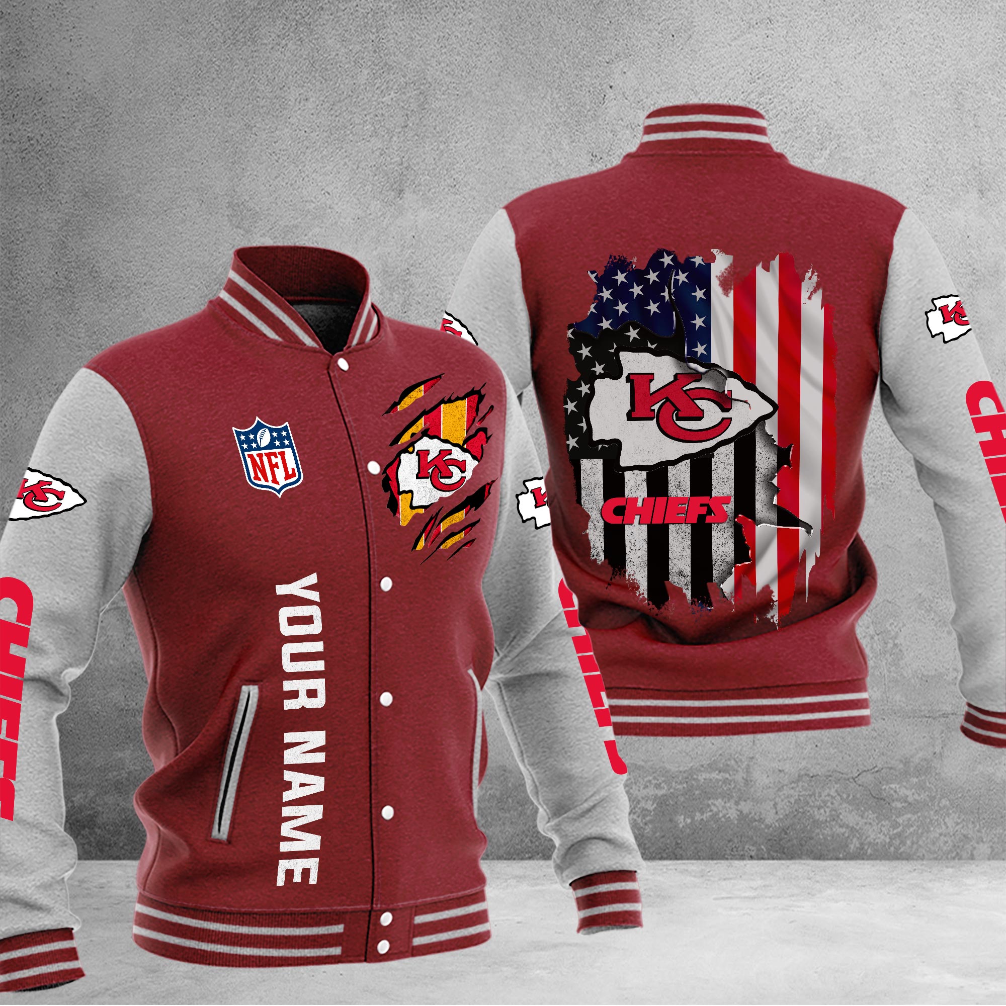 Kansas City Chiefs Baseball Jacket - Famjoys Kansas City Chiefs Baseball Jacket - Famjoys
