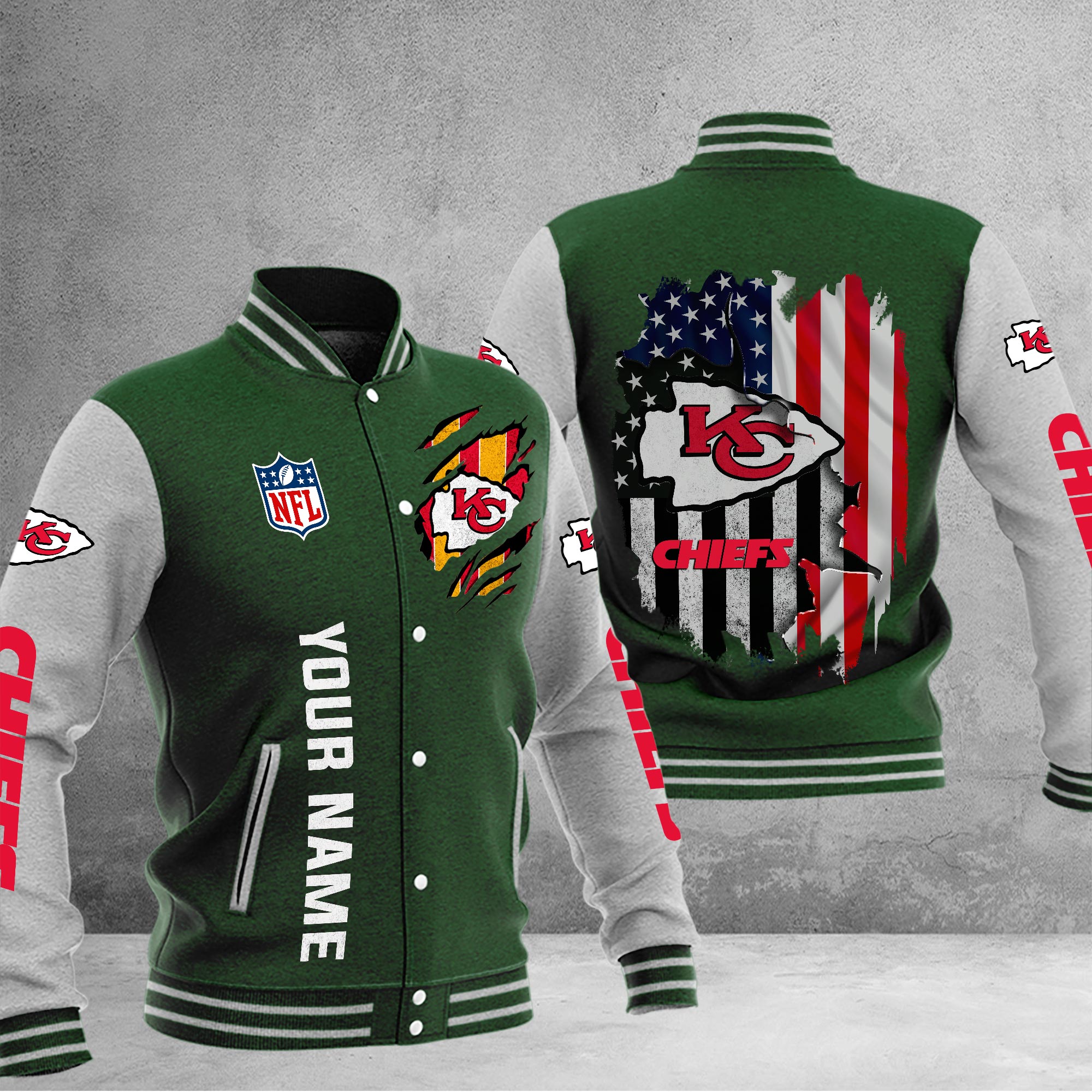 Kansas City Chiefs Baseball Jacket - Famjoys Kansas City Chiefs Baseball Jacket - Famjoys