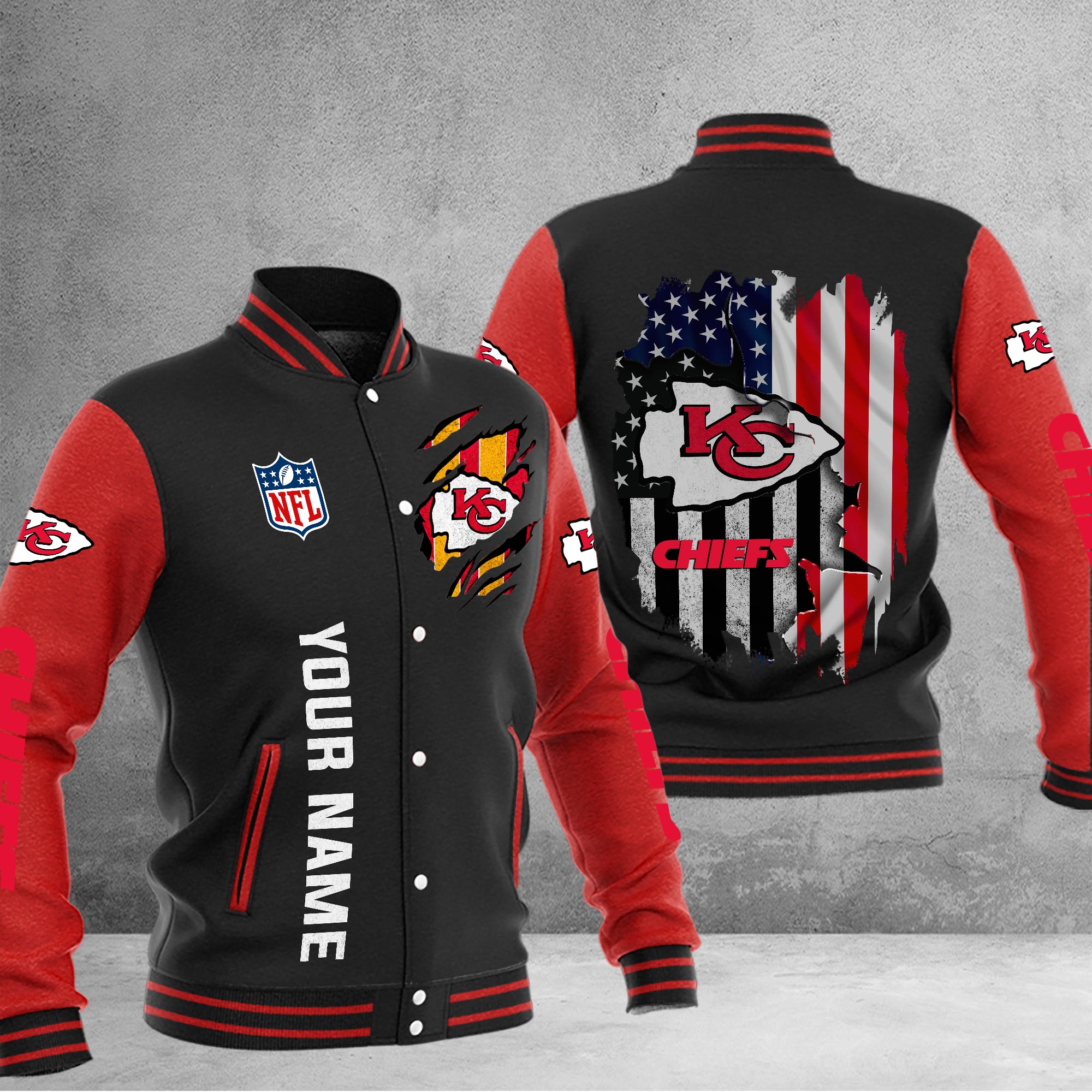Kansas City Chiefs Baseball Jacket - Famjoys Kansas City Chiefs Baseball Jacket - Famjoys
