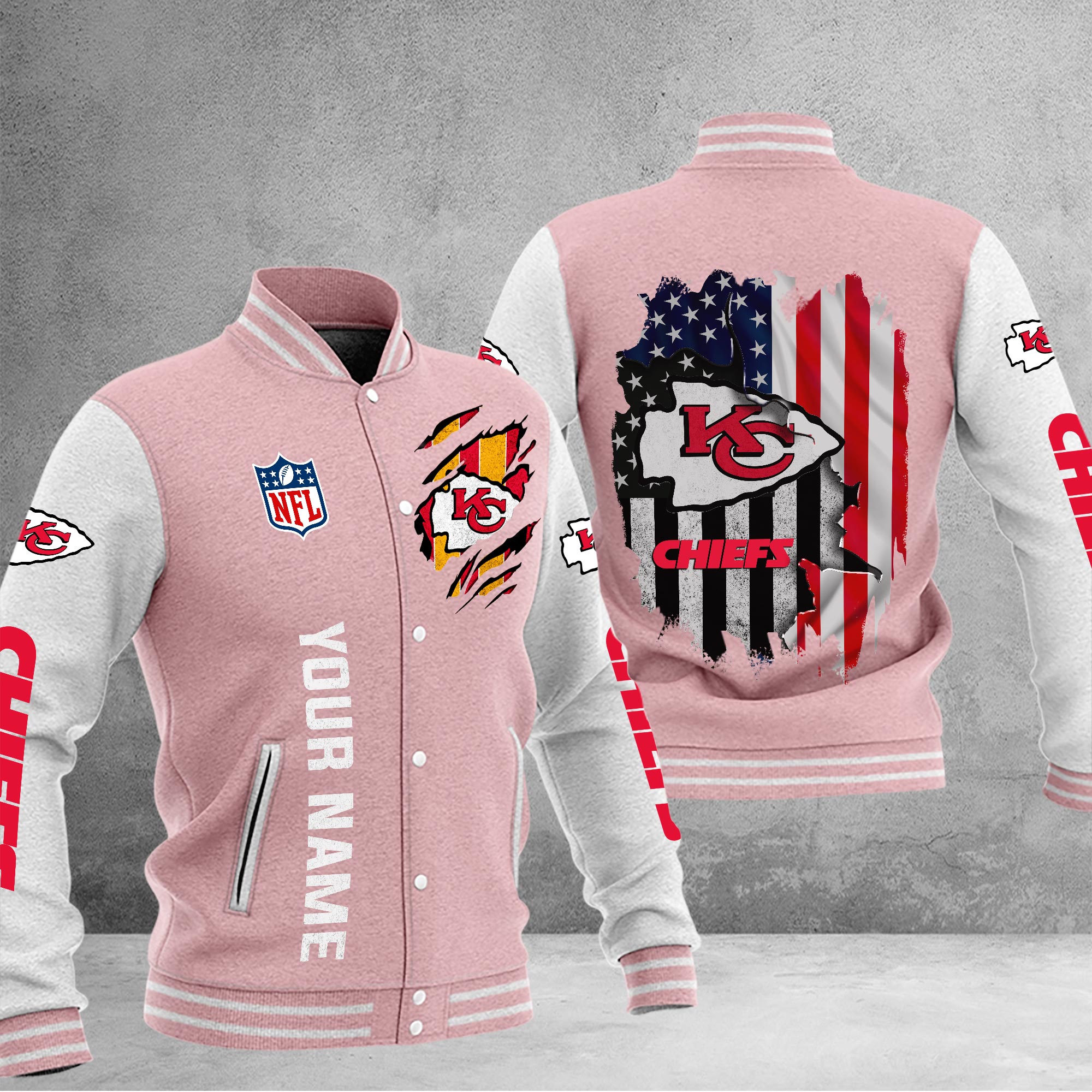 Kansas City Chiefs Baseball Jacket - Famjoys Kansas City Chiefs Baseball Jacket - Famjoys