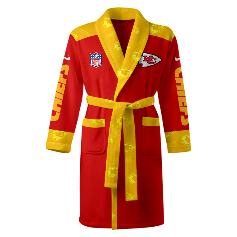 Kansas City Chiefs Bathrobe Luxurious Comfort Meets Sporty Style - Famjoys Kansas City Chiefs Bathrobe Luxurious Comfort Meets Sporty Style - Famjoys