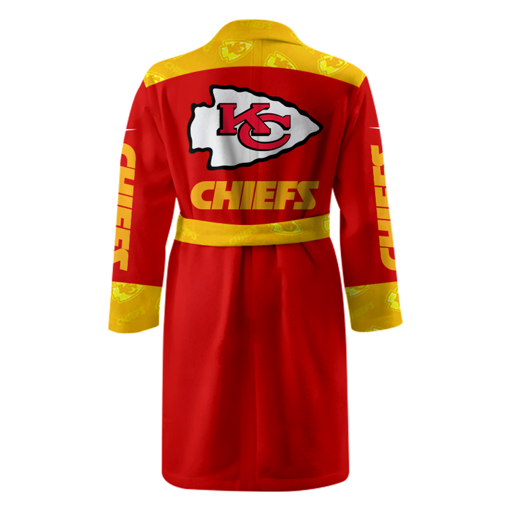 Kansas City Chiefs Bathrobe Luxurious Comfort Meets Sporty Style - Famjoys Kansas City Chiefs Bathrobe Luxurious Comfort Meets Sporty Style - Famjoys